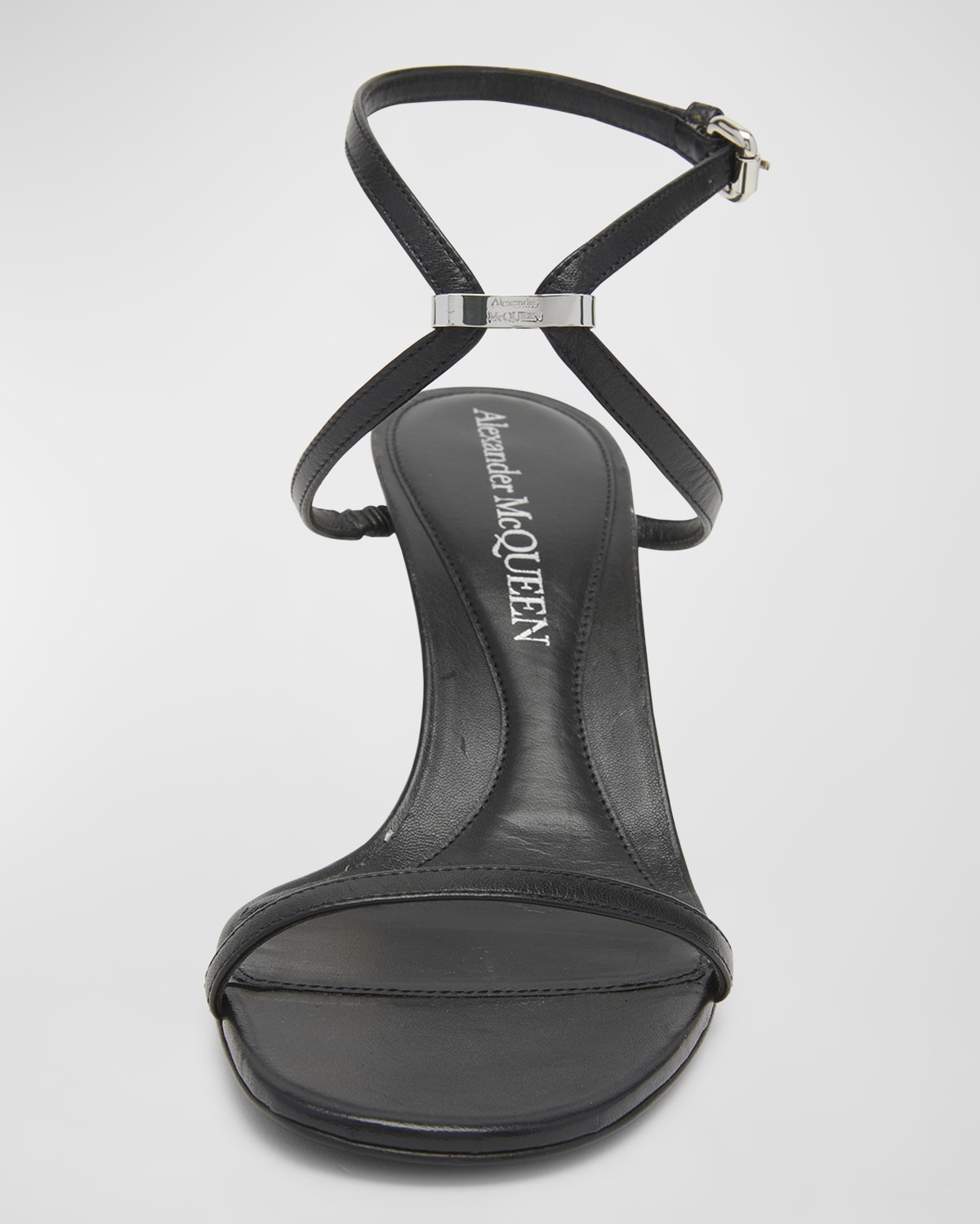 サンダル・ミュール alexander mcqueen LLIC LEATHER ARMADILLO HEEL SANDAL McQueen Armadillo Leather Metallic-Heel Sandals | Neiman Marcus