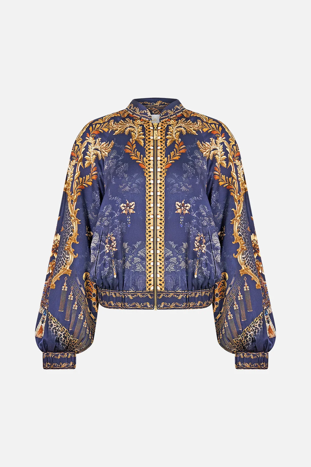 BOMBER JACKET WITH SHIRRED CUFF CLOAKED IN BAROQUE - 1