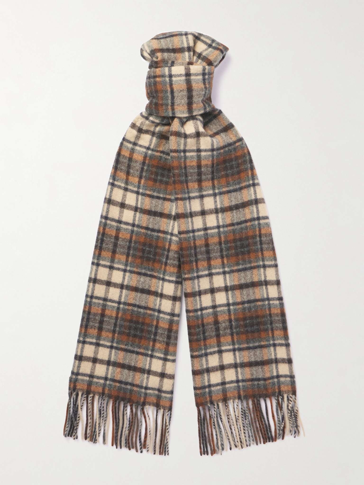 Fringed Checked Cashmere Scarf - 1