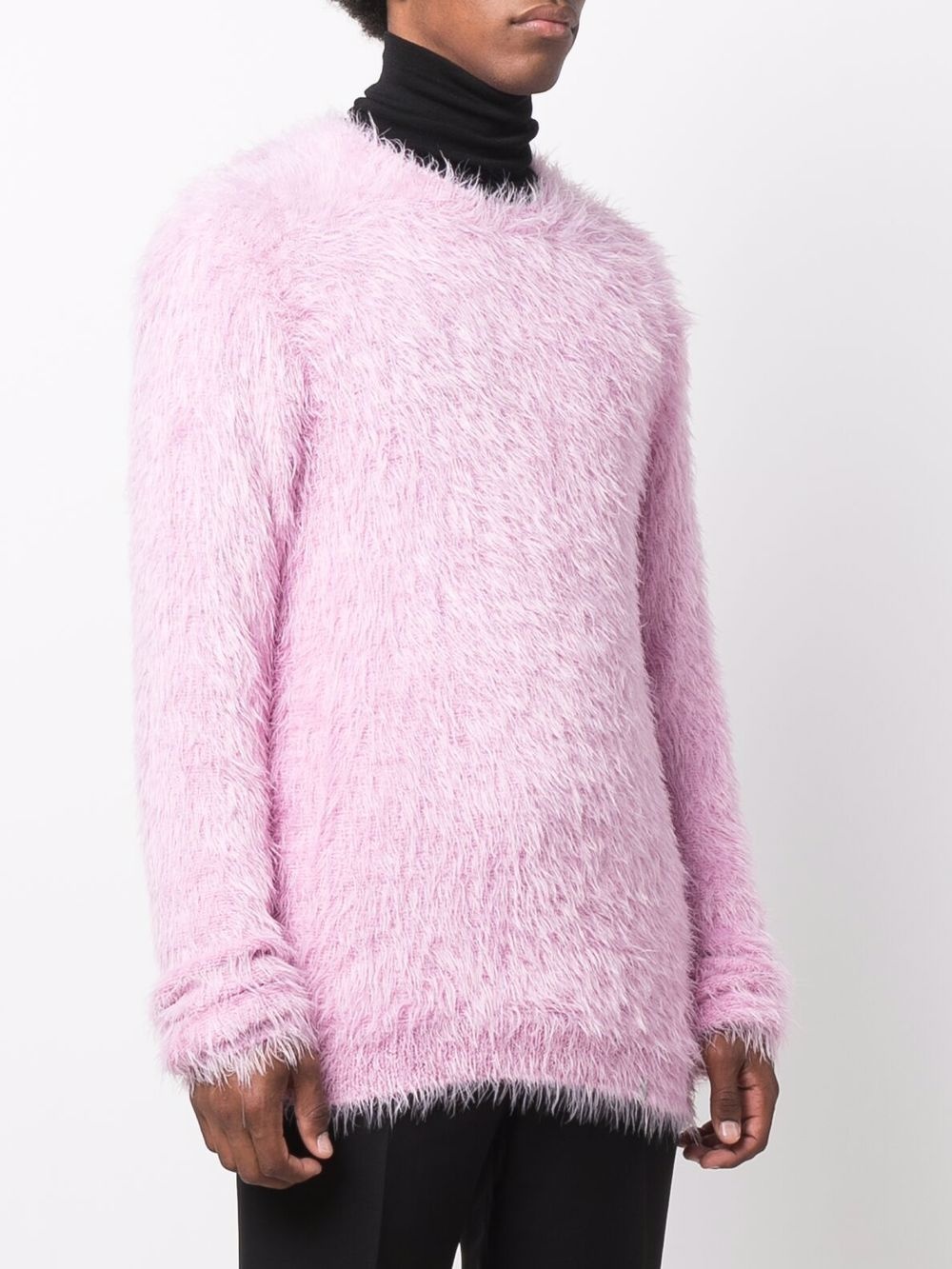 faux-fur round-neck jumper - 3