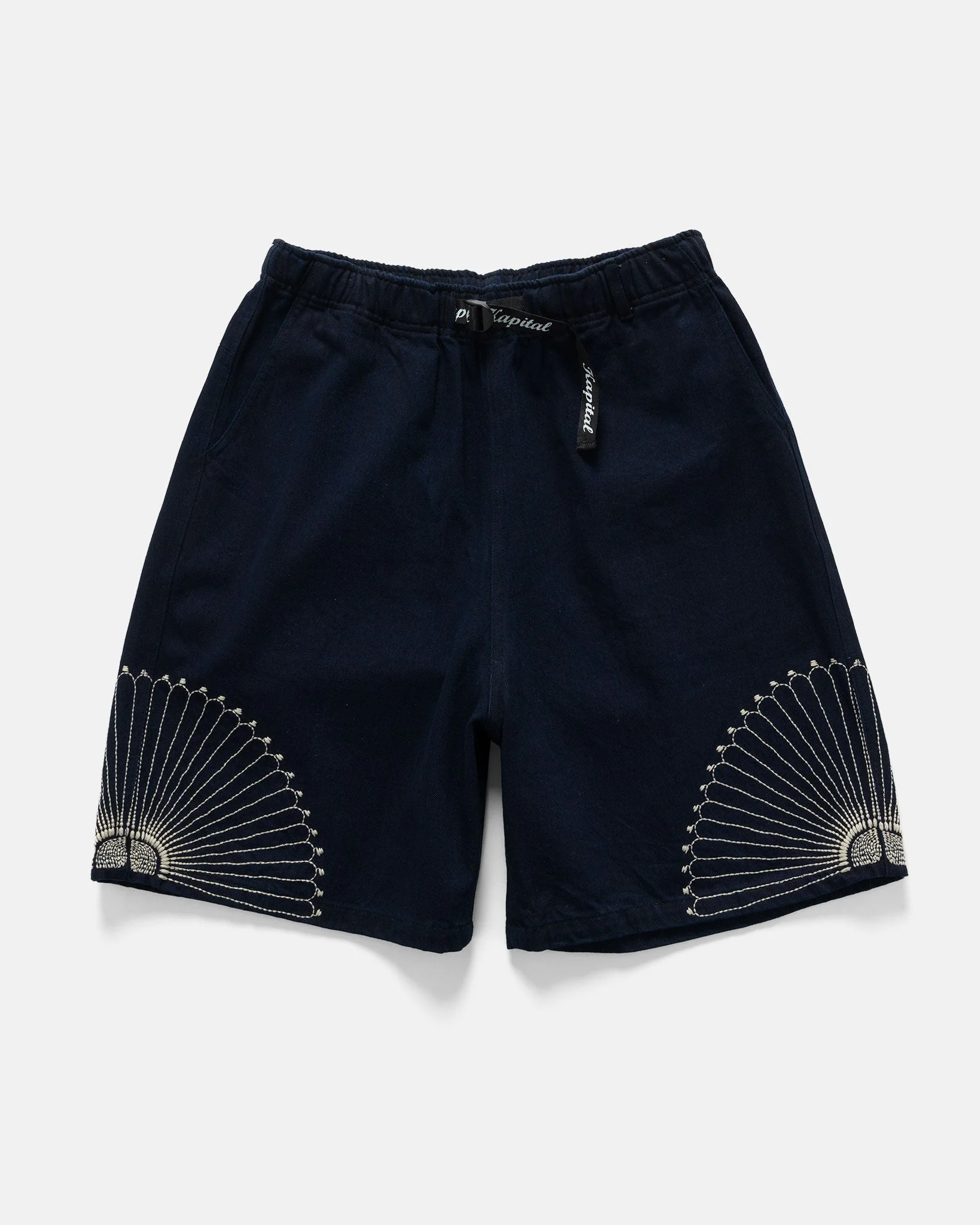 10oz IDGxIDG Denim EASY Short Pants (FUROSHIKI Embroidry) Indigo - 1