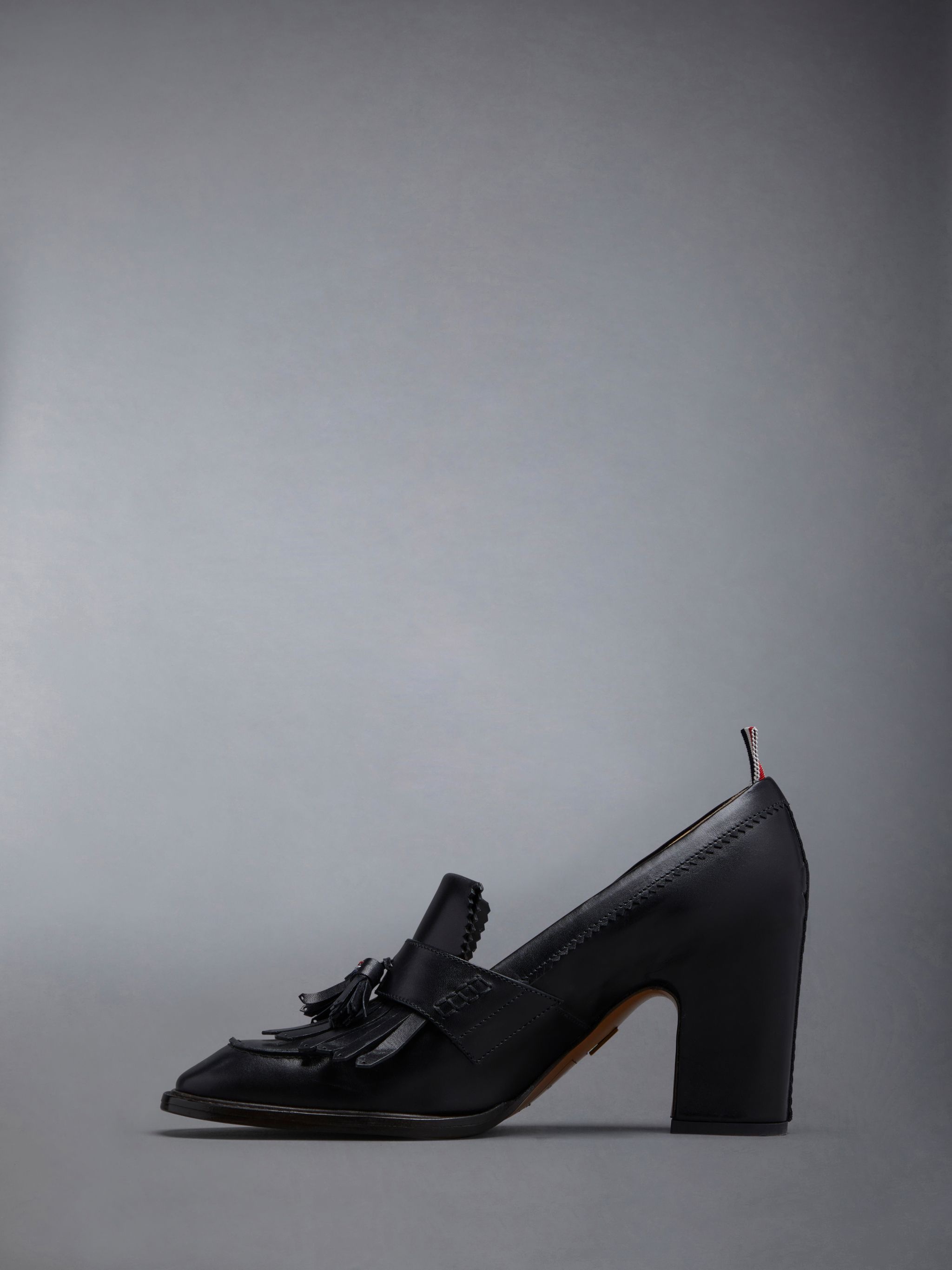 Box Calf 75mm Block Heel Tassel Kilt Loafer - 2