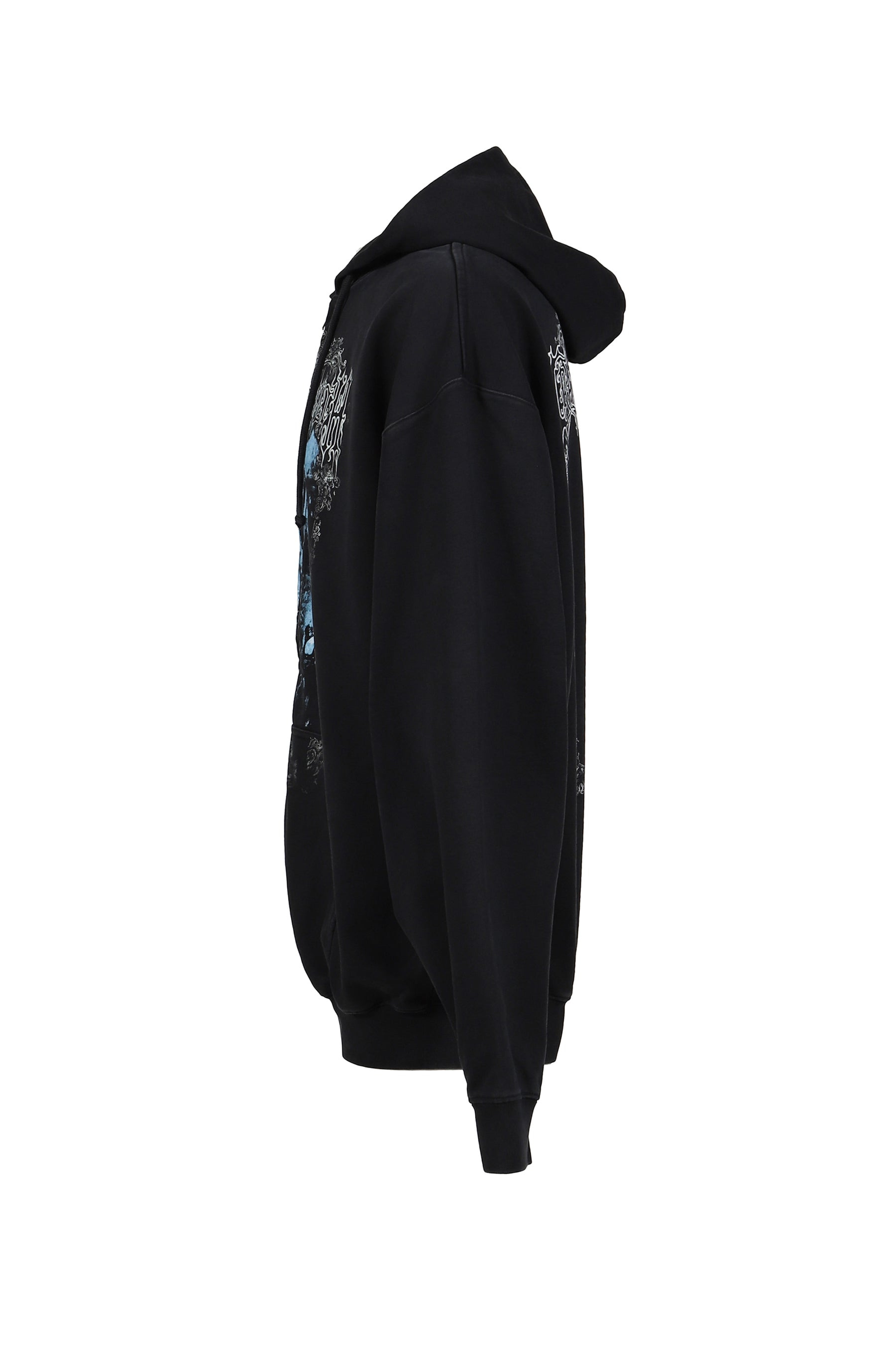 COF BUTTERFLY OVERSIZED ZIP-UP HOODIE / WASHED BLK - 3