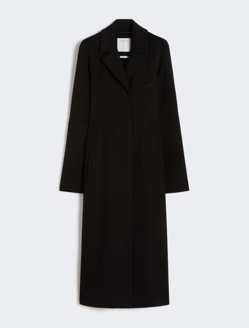 Slim-fit long wool coat - black 1