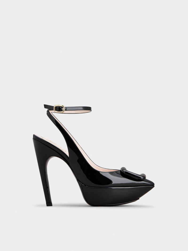 Viv' Choc Lacquered Buckle Slingback Pumps in Patent Leather 1
