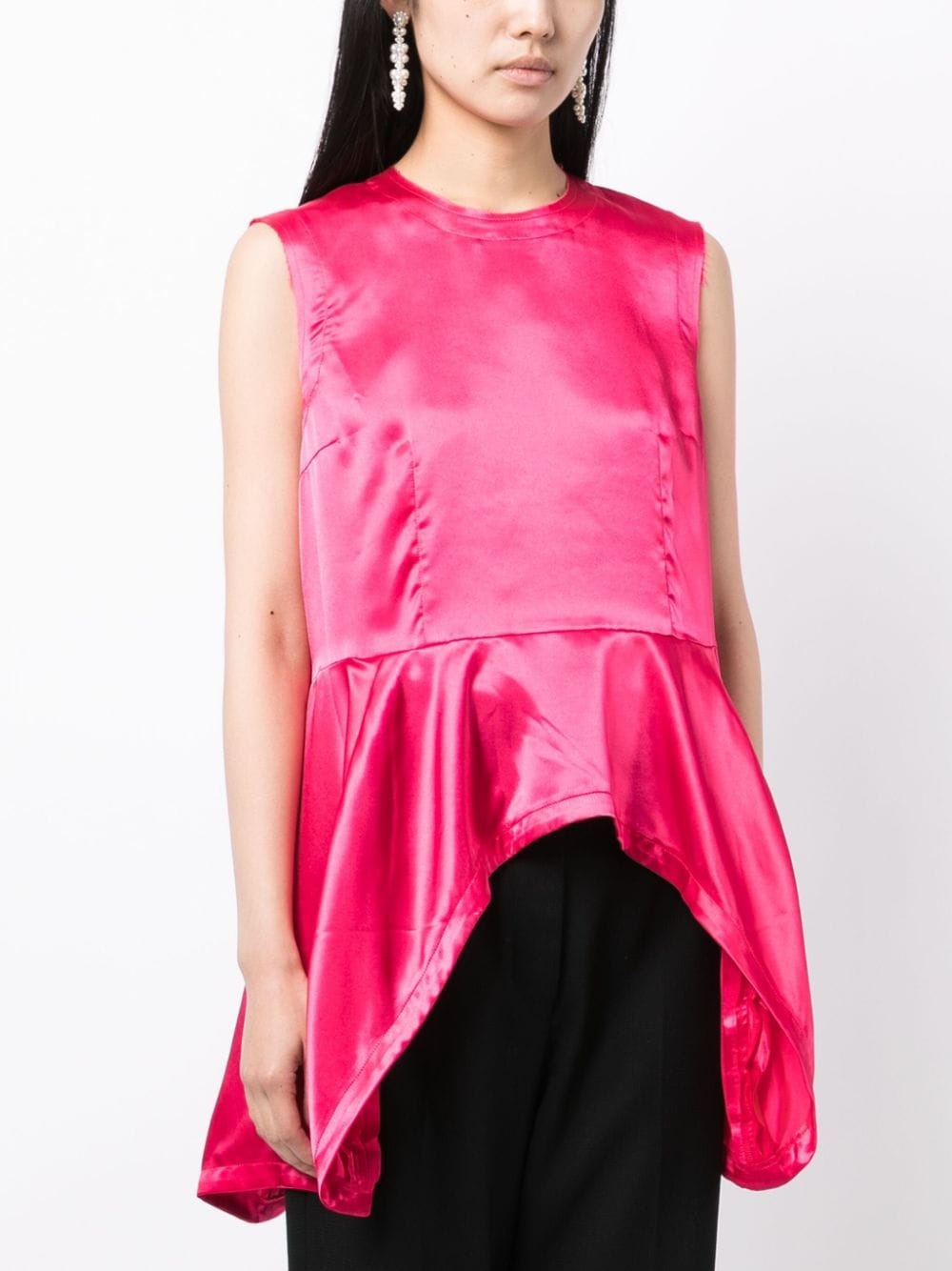 asymmetric-hem satin top - 3