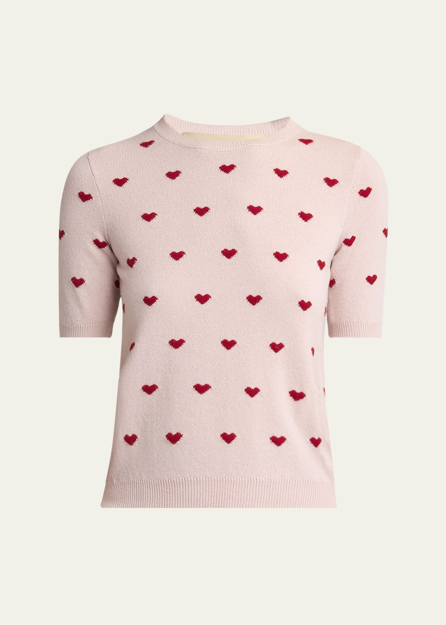Crewneck Heart Jacquard Sweater - 1