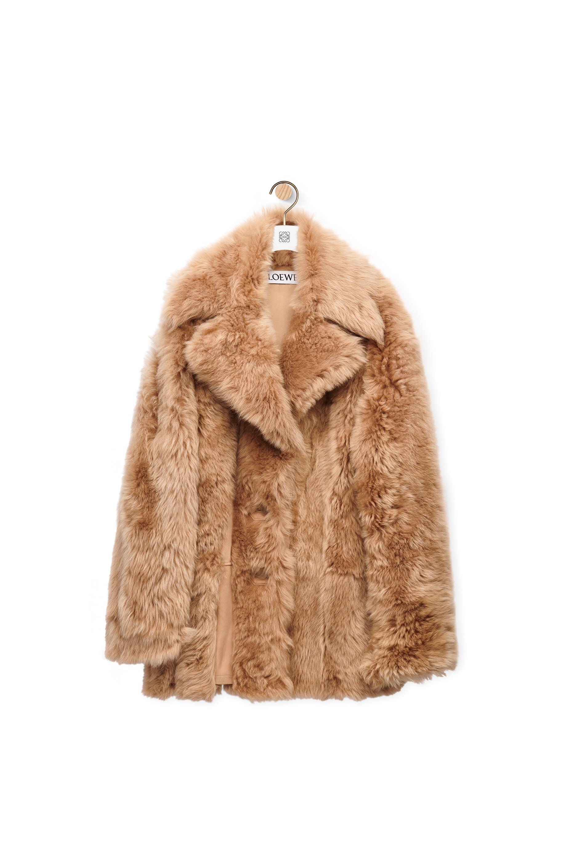 Deconstructed coat in shearling - 1
