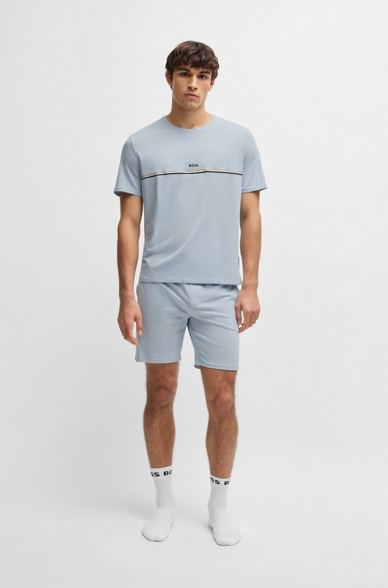 BOSS STRETCH-COTTON PAJAMA SHORTS WITH LOGO PRINT outlook