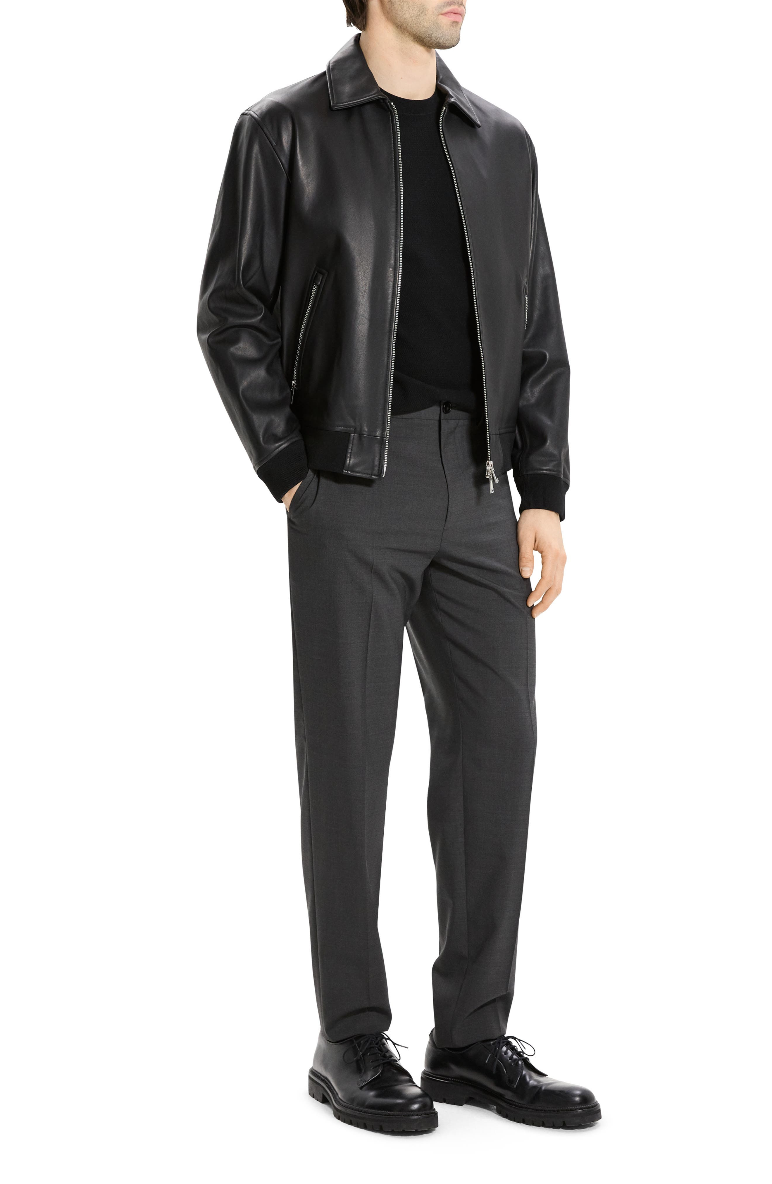 Theory Wyatt Leather Jacket in Black at Nordstrom - 6