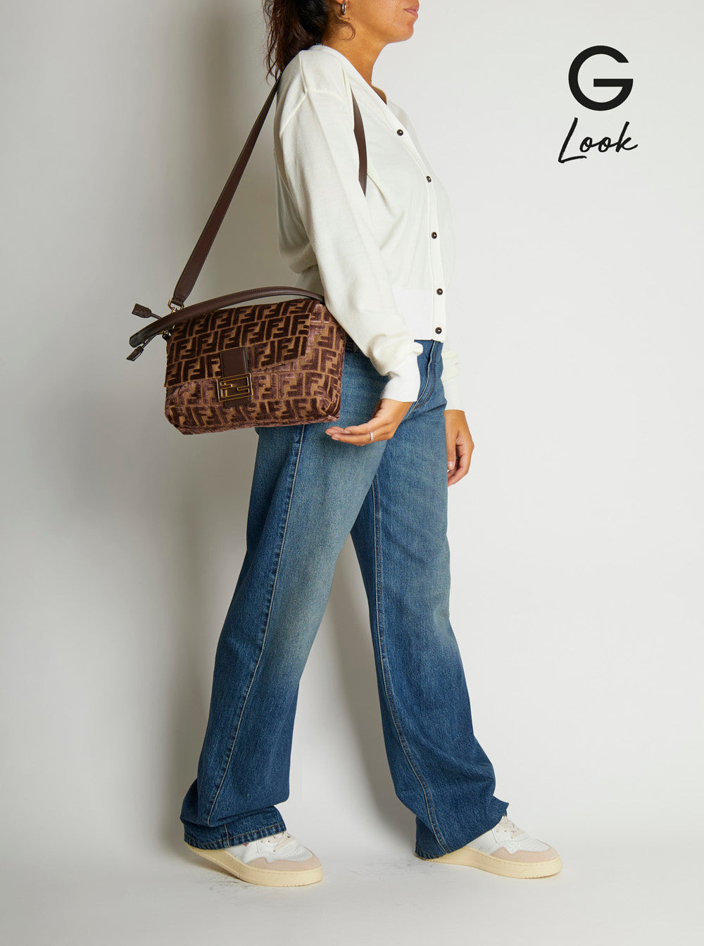 Fendi Women 'Mamma Baguette Medium' Brown Shoulder Bag With Ff Closure On The Front In Fabric Woman - 7