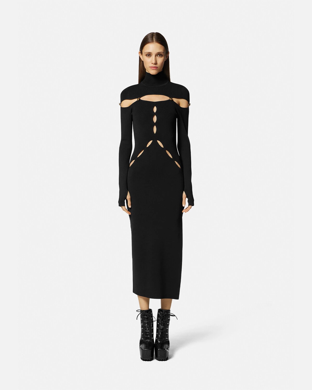 Cutout Midi Turtleneck Dress - 2