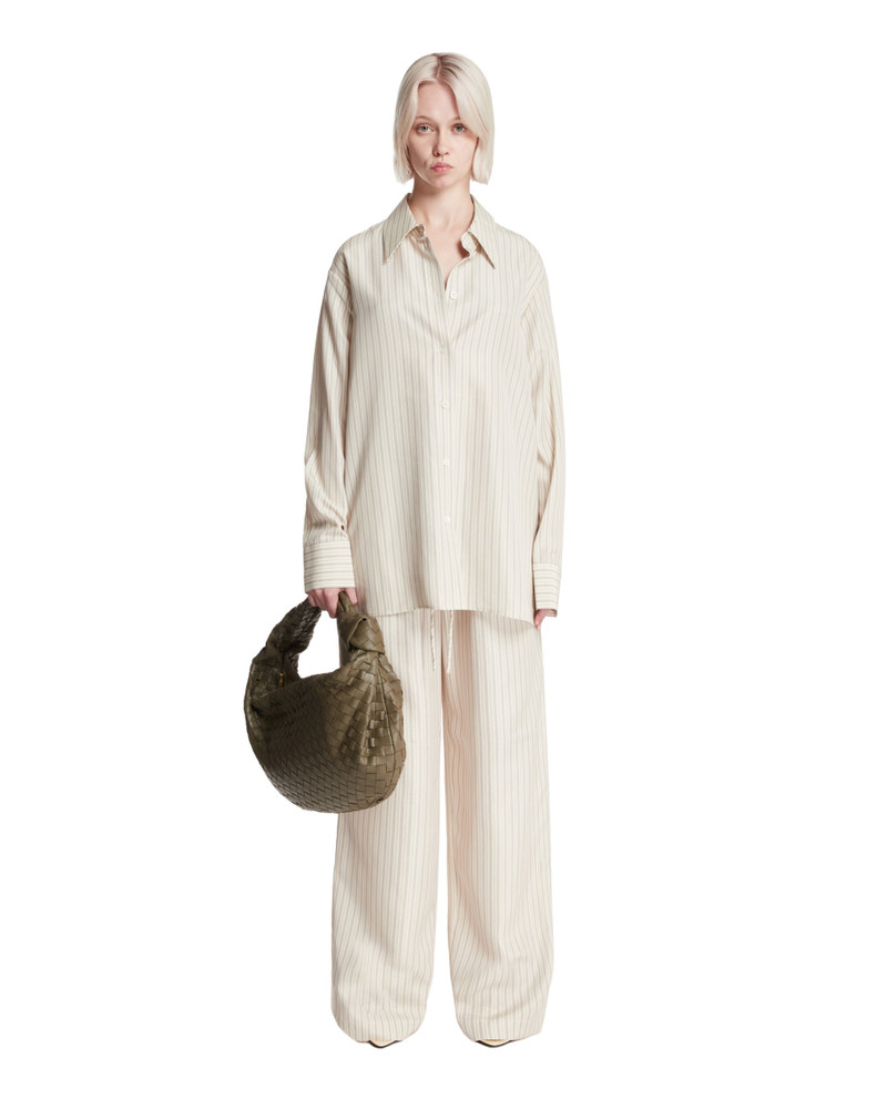 RÓHE Beige Striped Silk Wide-leg Pants outlook