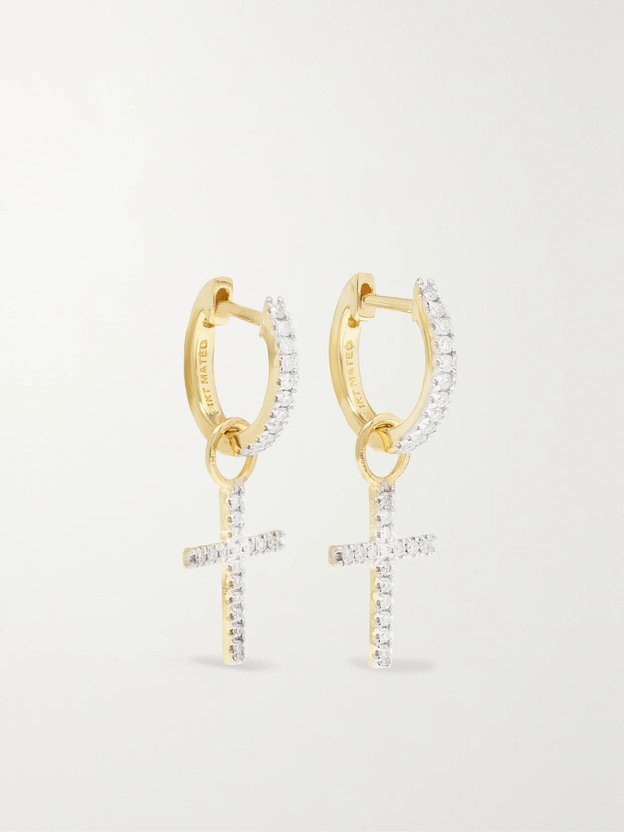 14-karat Gold Diamond Hoop Earrings - 1