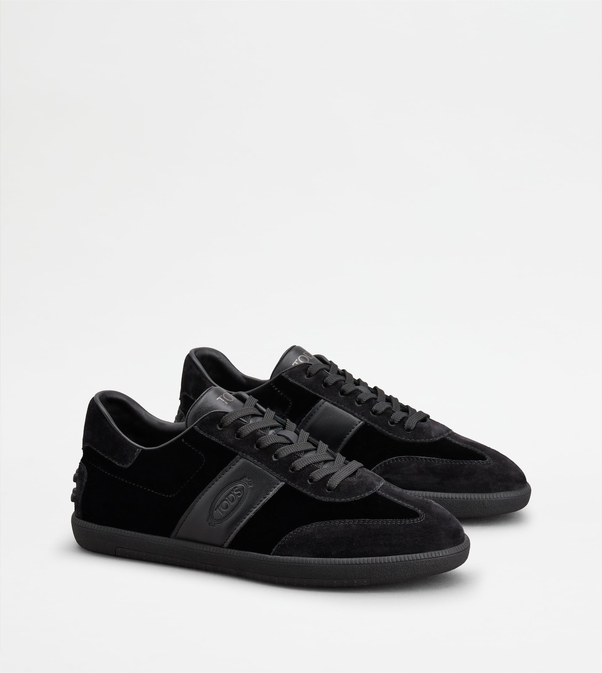 TOD'S TABS SNEAKERS IN FABRIC AND SUEDE - BLACK - 3