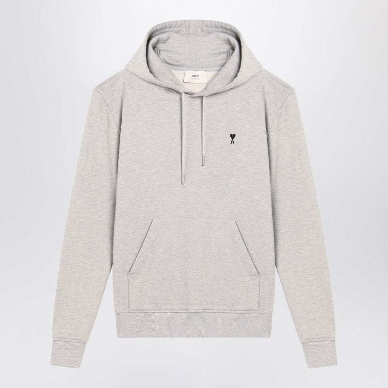 Ami Paris Grey Ami De Coeur Hoodie Men - 1