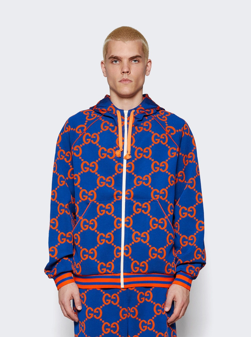 GG Cotton Jacquard Zip Jacket Blue and Orange 3