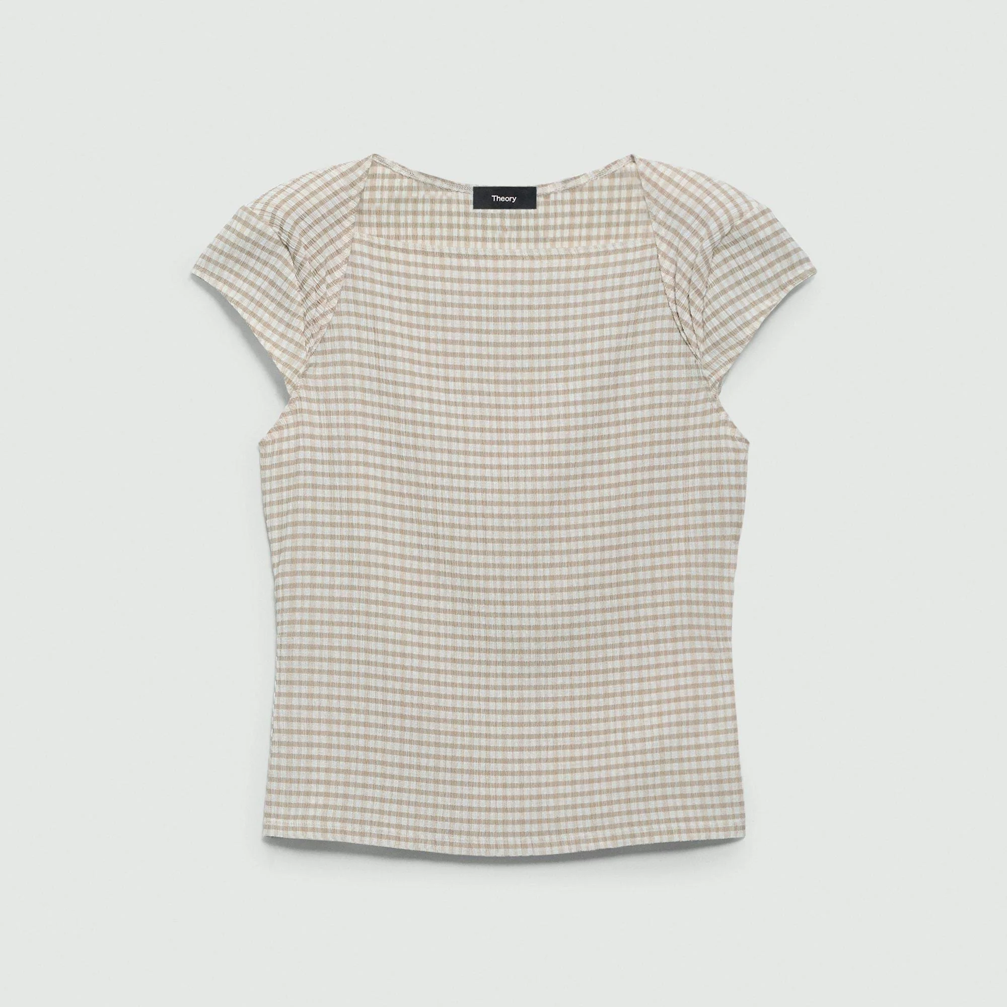 Cap Sleeve Top in Crinkle Check - 1