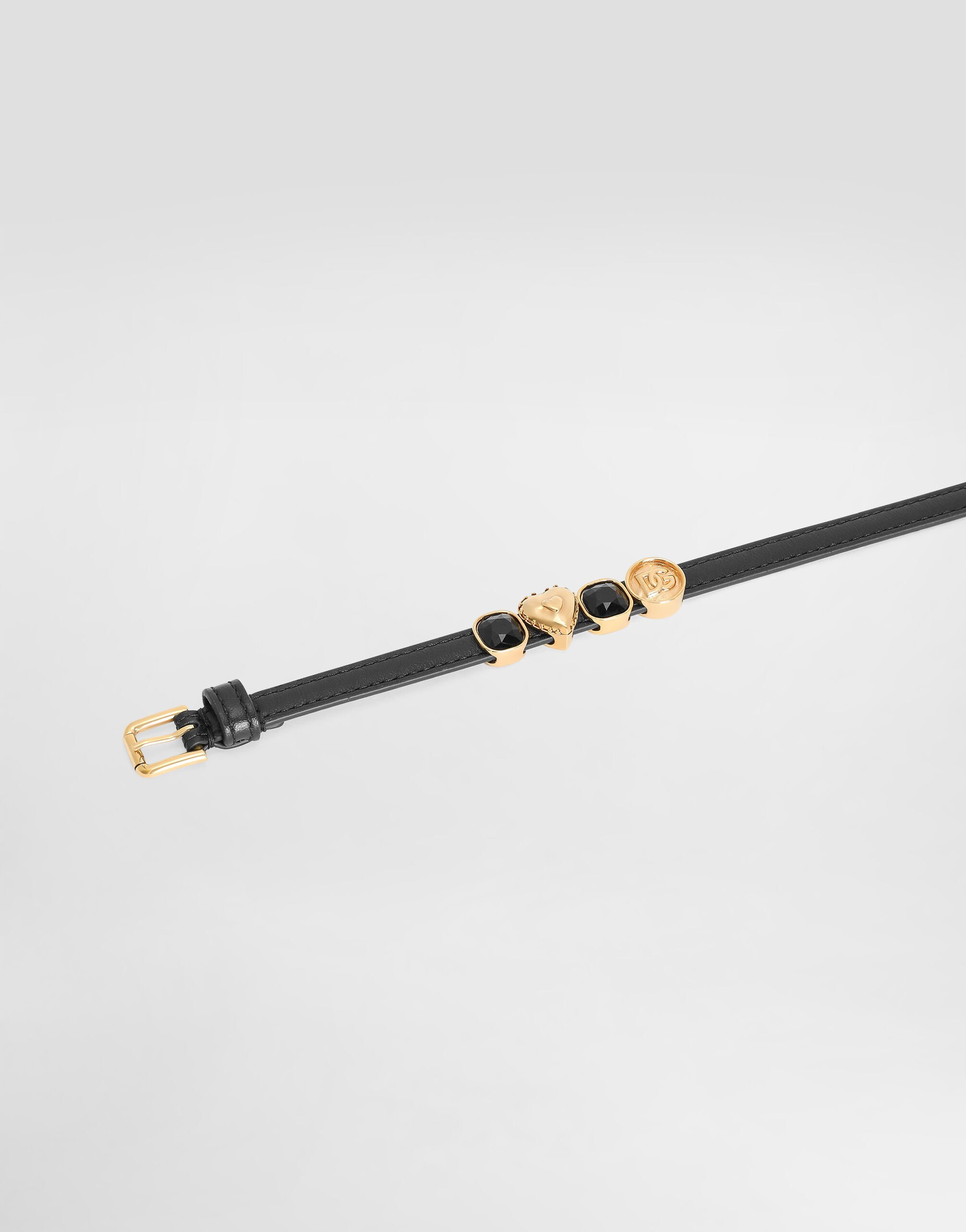 Calfskin bracelet with vintage gold print - 3