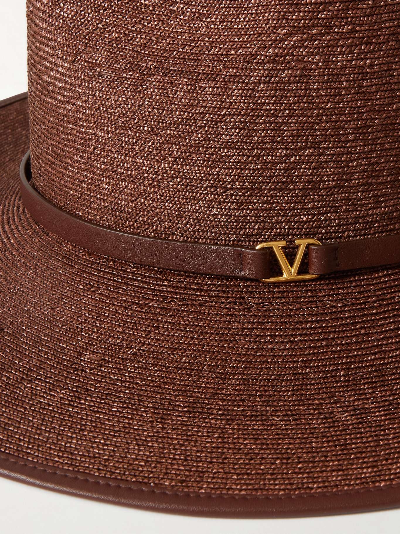 VLOGO leather-trimmed straw sunhat - 2