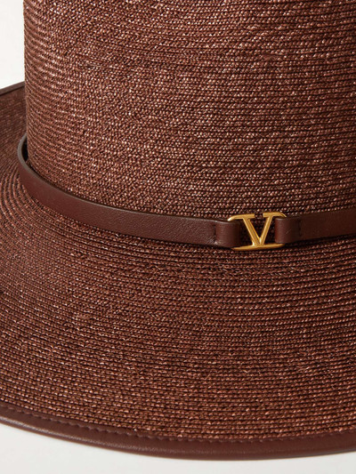 Valentino VLOGO leather-trimmed straw sunhat outlook