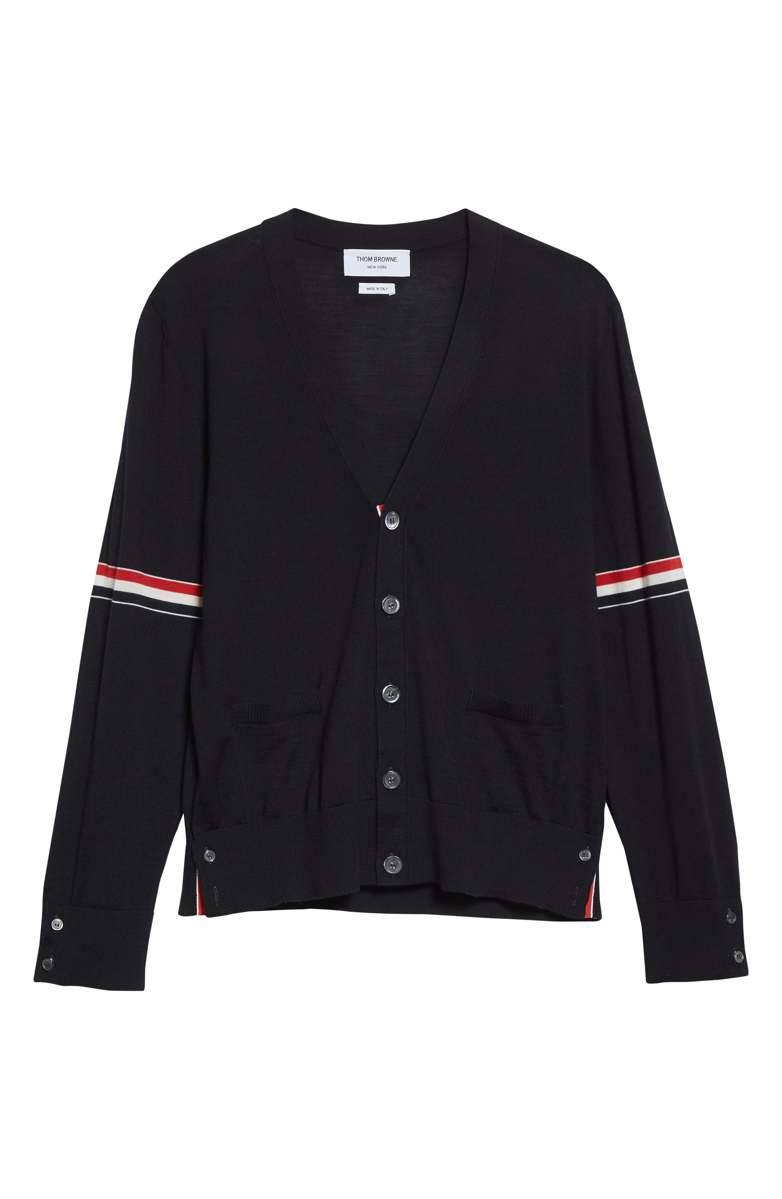 Men's Stripe Armbands Merino Wool Cardigan - 5