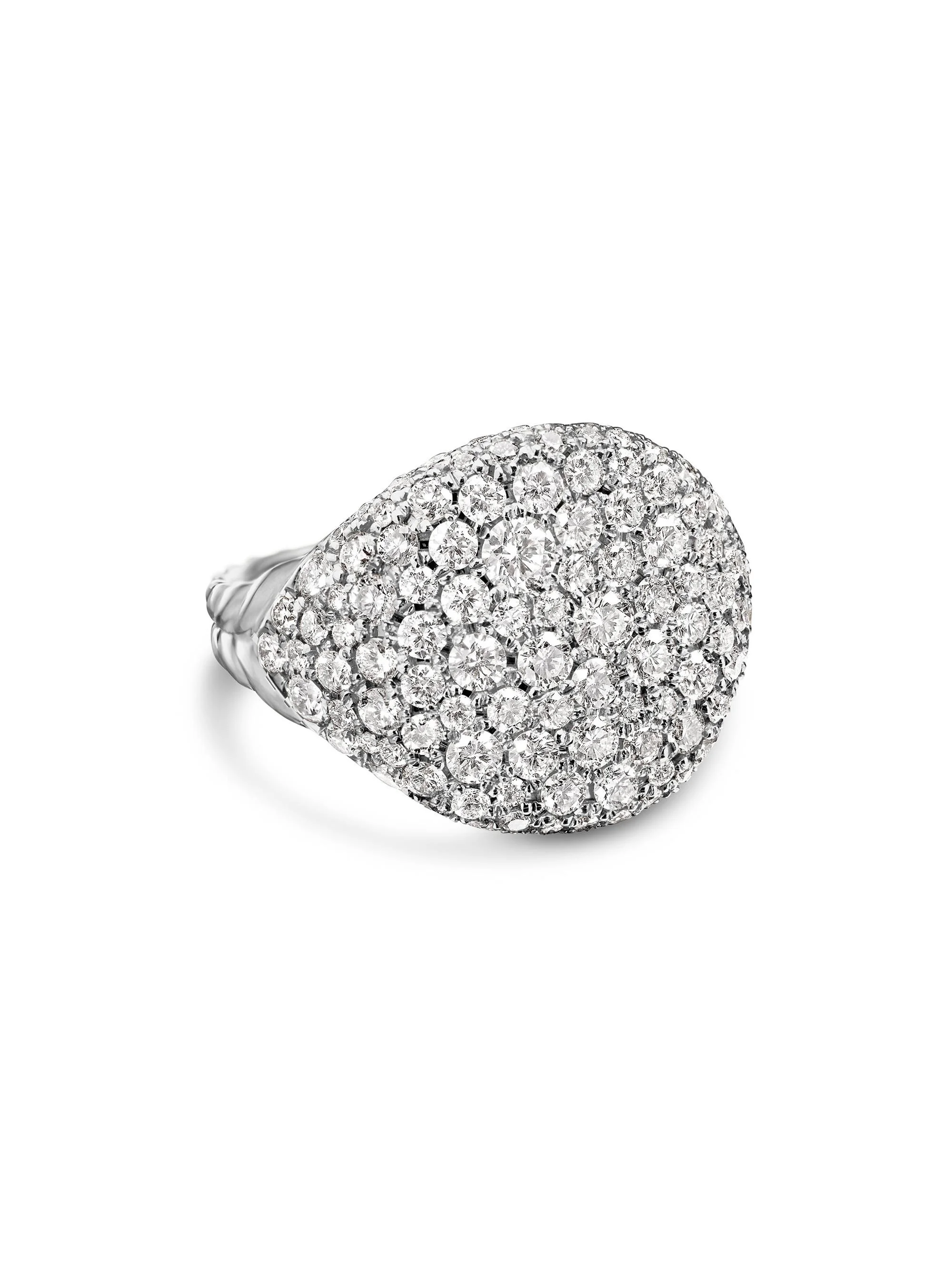 Women's Pavé Pinky Ring in 18K White Gold - Diamond - 1