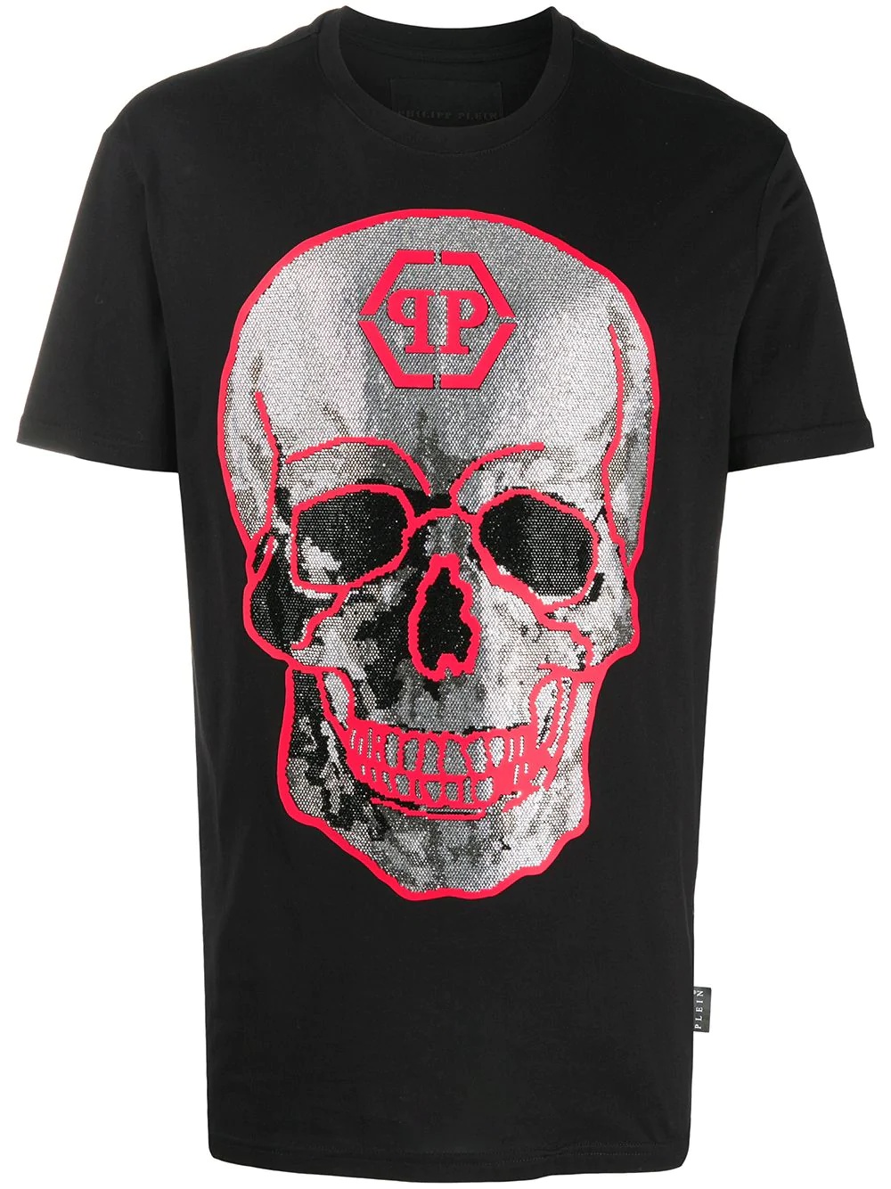 rhinestone skull crew neck T-Shirt - 1