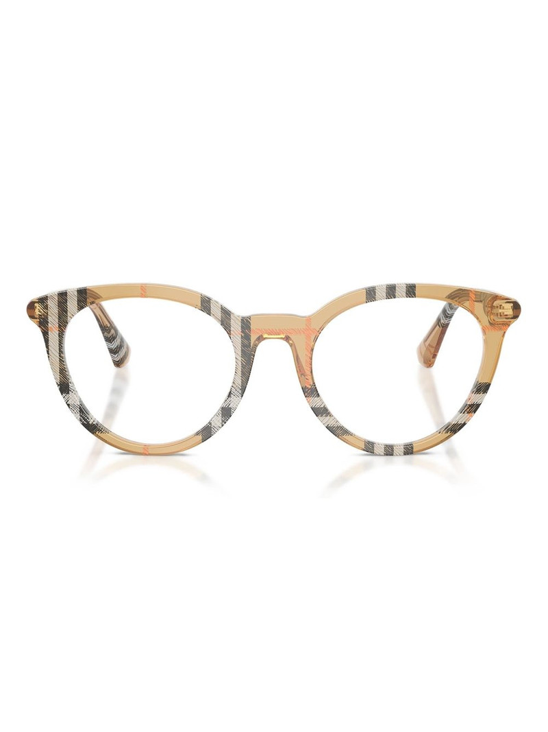 checked-pattern round glasses 1