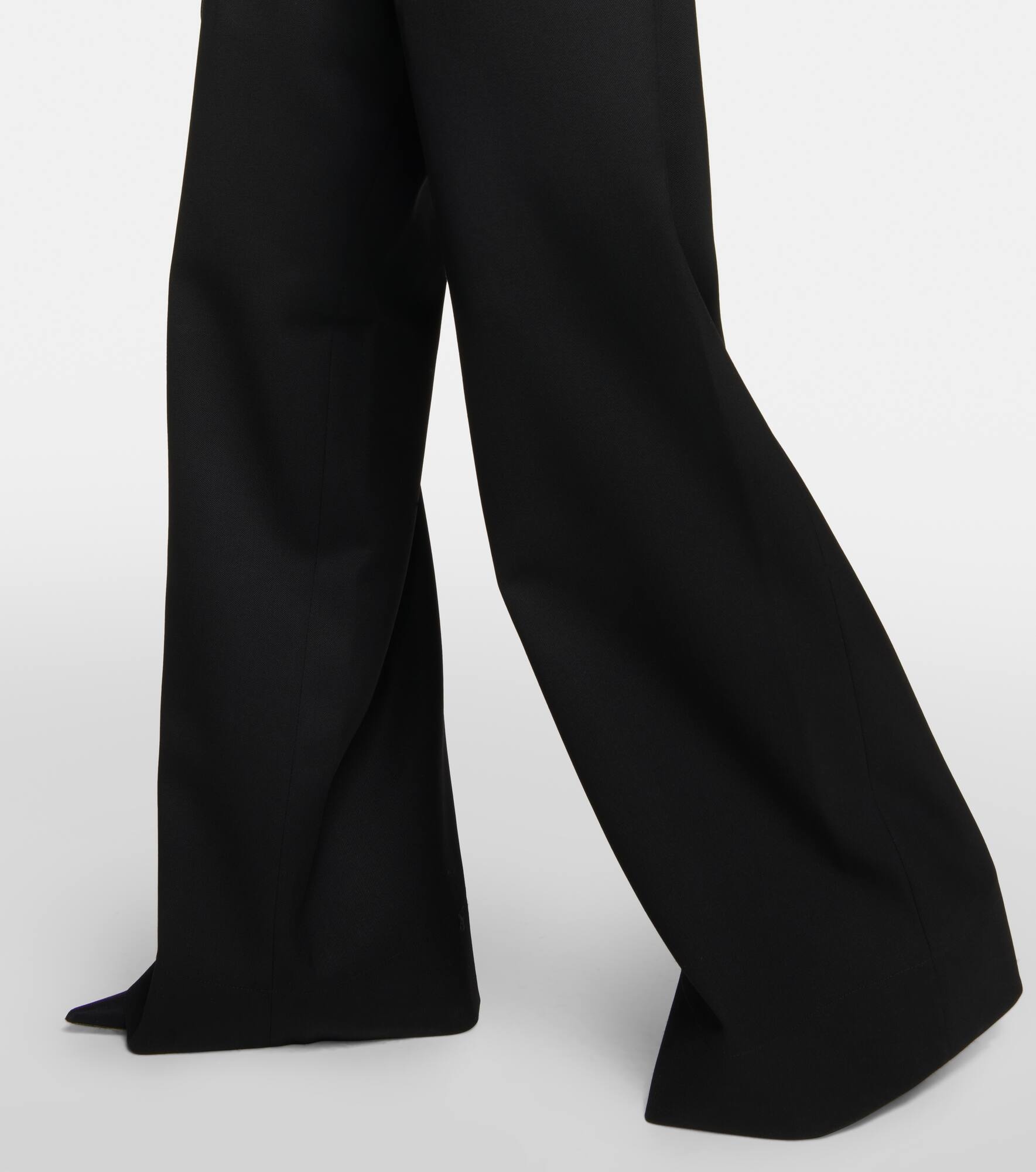 Pleated low-rise wide-leg wool pants - 5