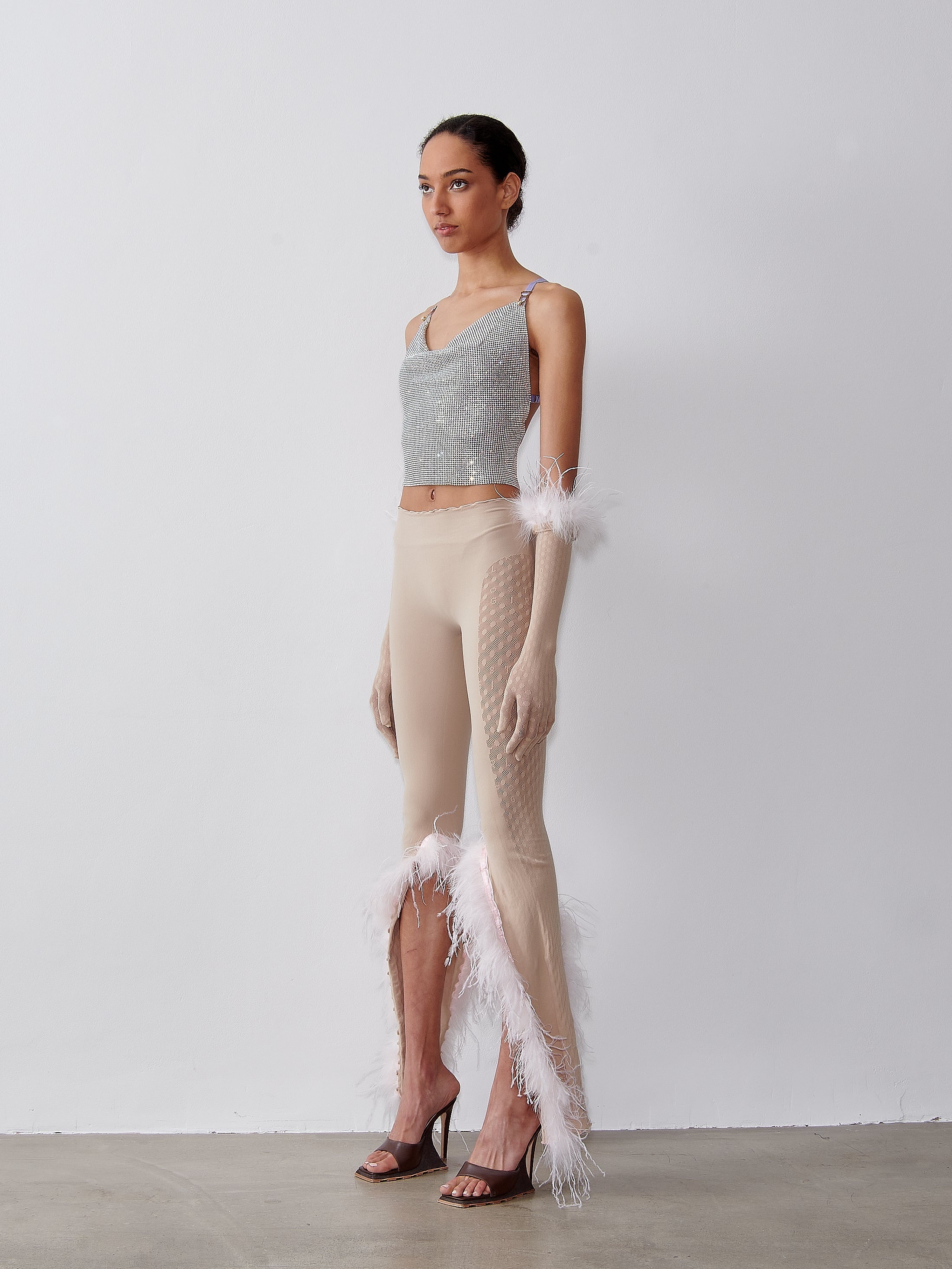 FEATHERED TULIA TROUSERS TAUPE - 4