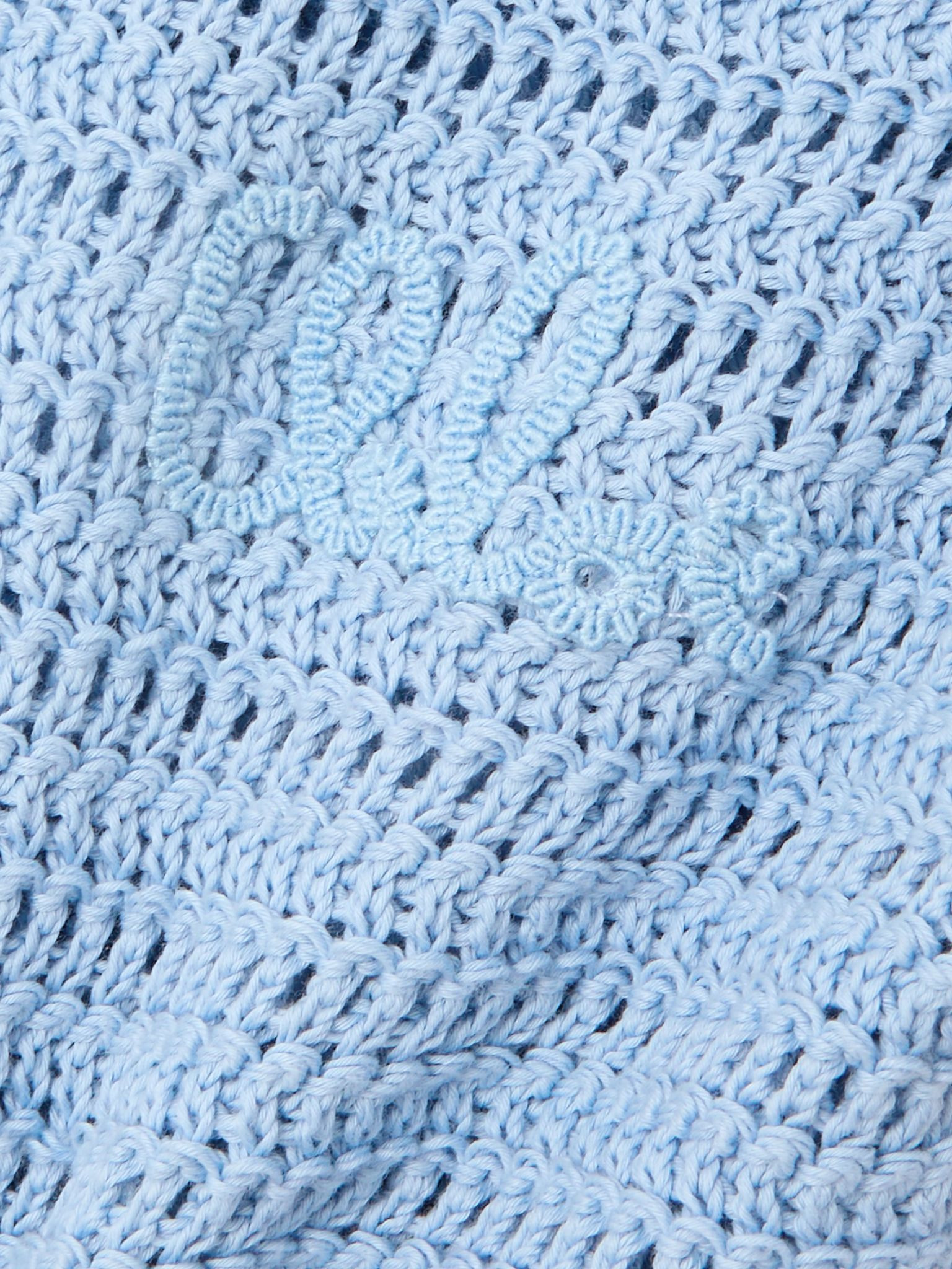 Embroidered crocheted cotton T-shirt Blue - 4