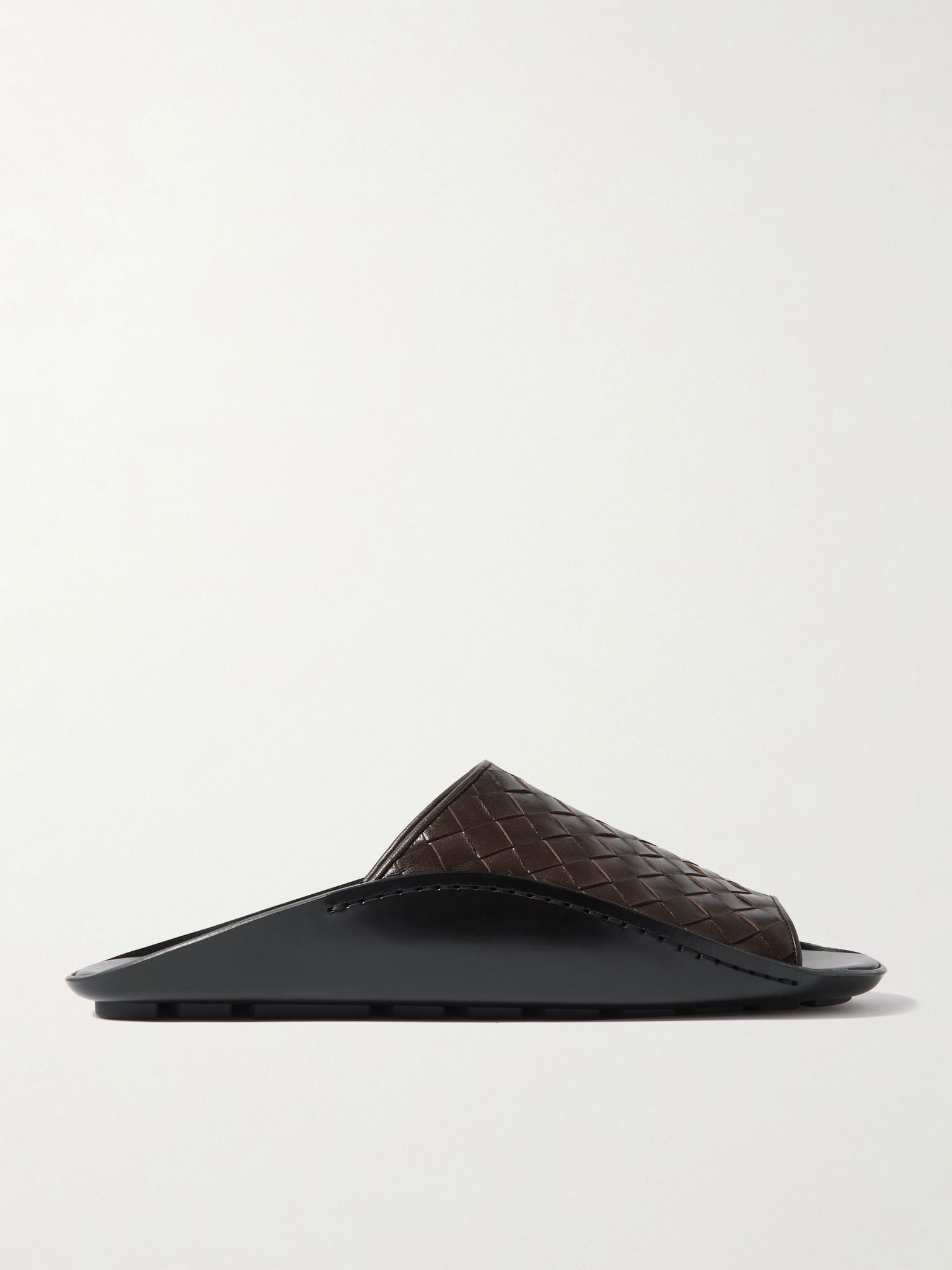 Wave Intrecciato Leather Slides Dark brown - 1