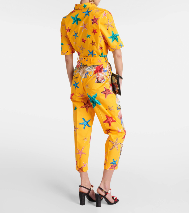 Capri printed high-rise cotton tapered pants 3