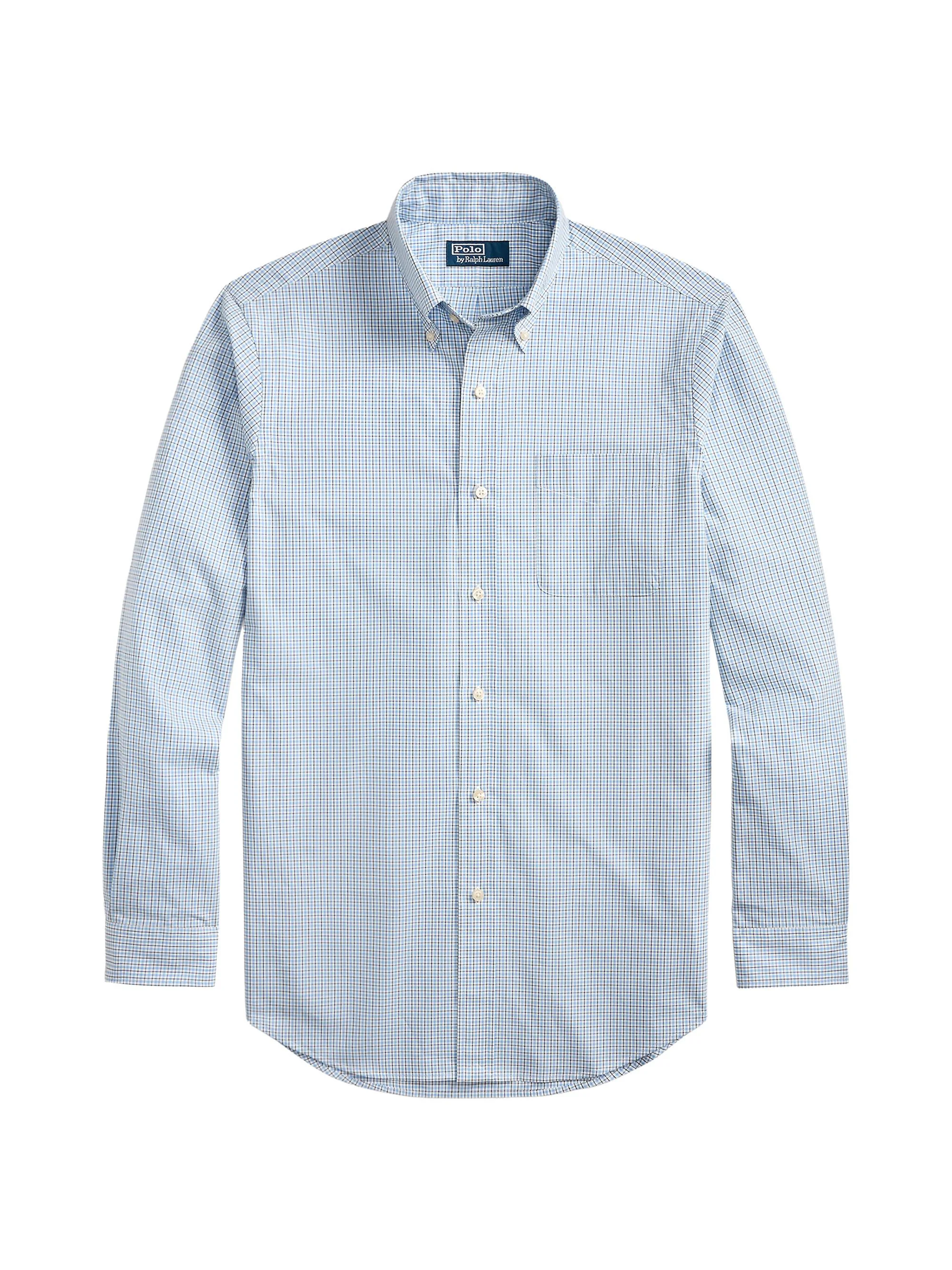 Men's Poplin Button-Up Sport Shirt - Blue Multi - 1
