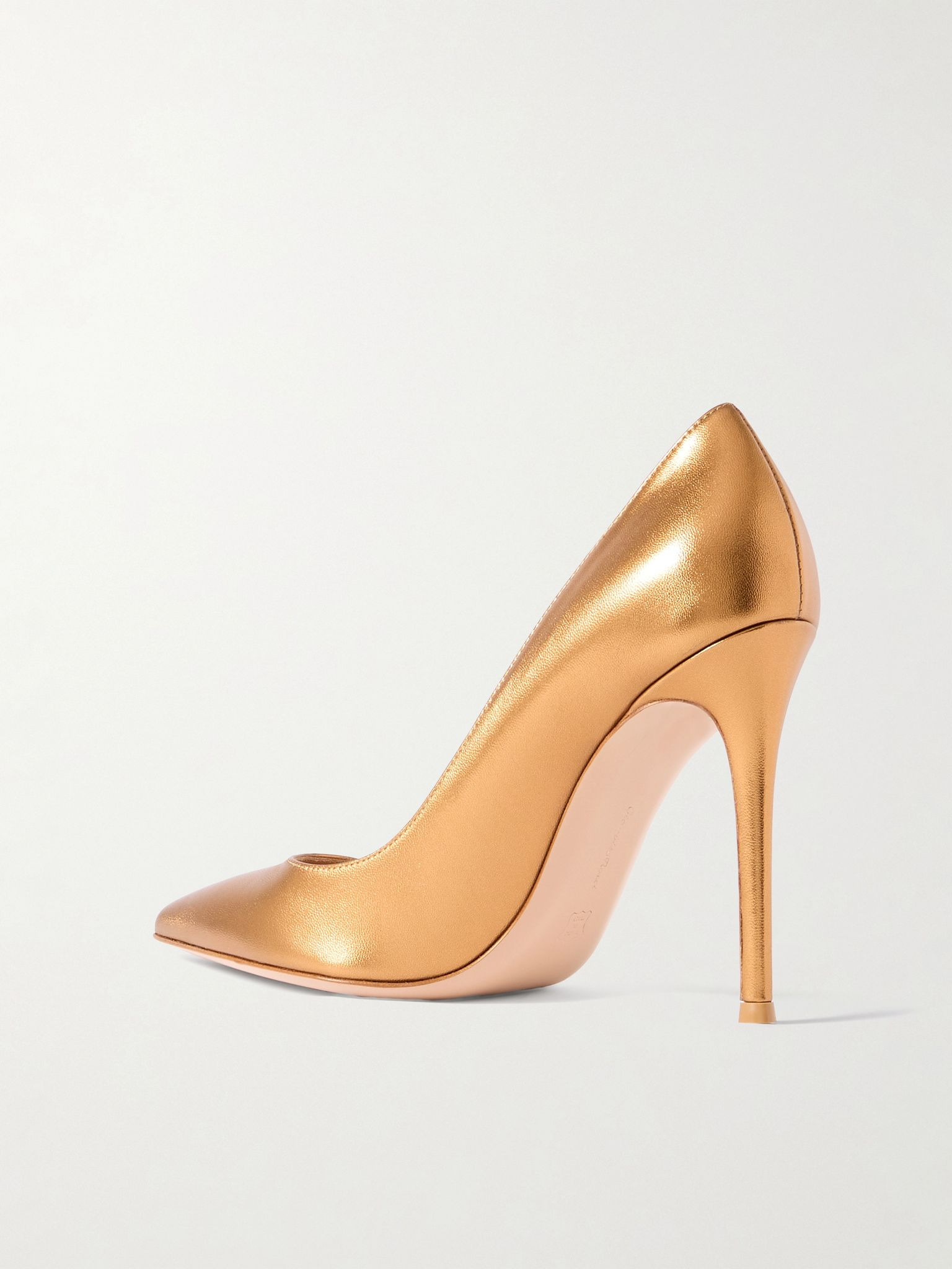 Gianvito 105 metallic leather pumps Gold - 3