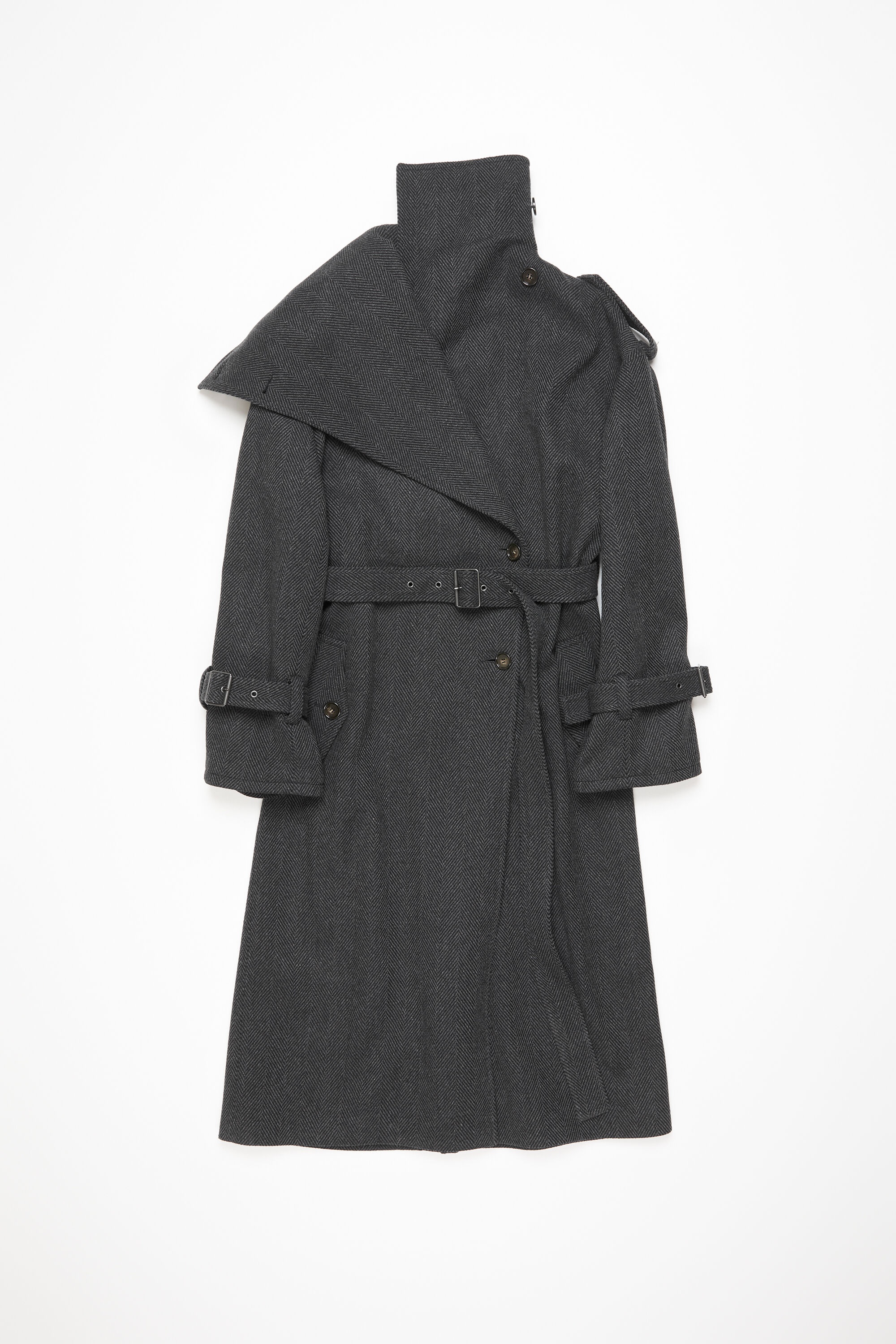 Belted coat - Grey/black - 1