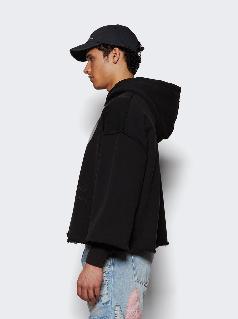 Celebrity Skin Cropped Hoodie Washed Black - 3