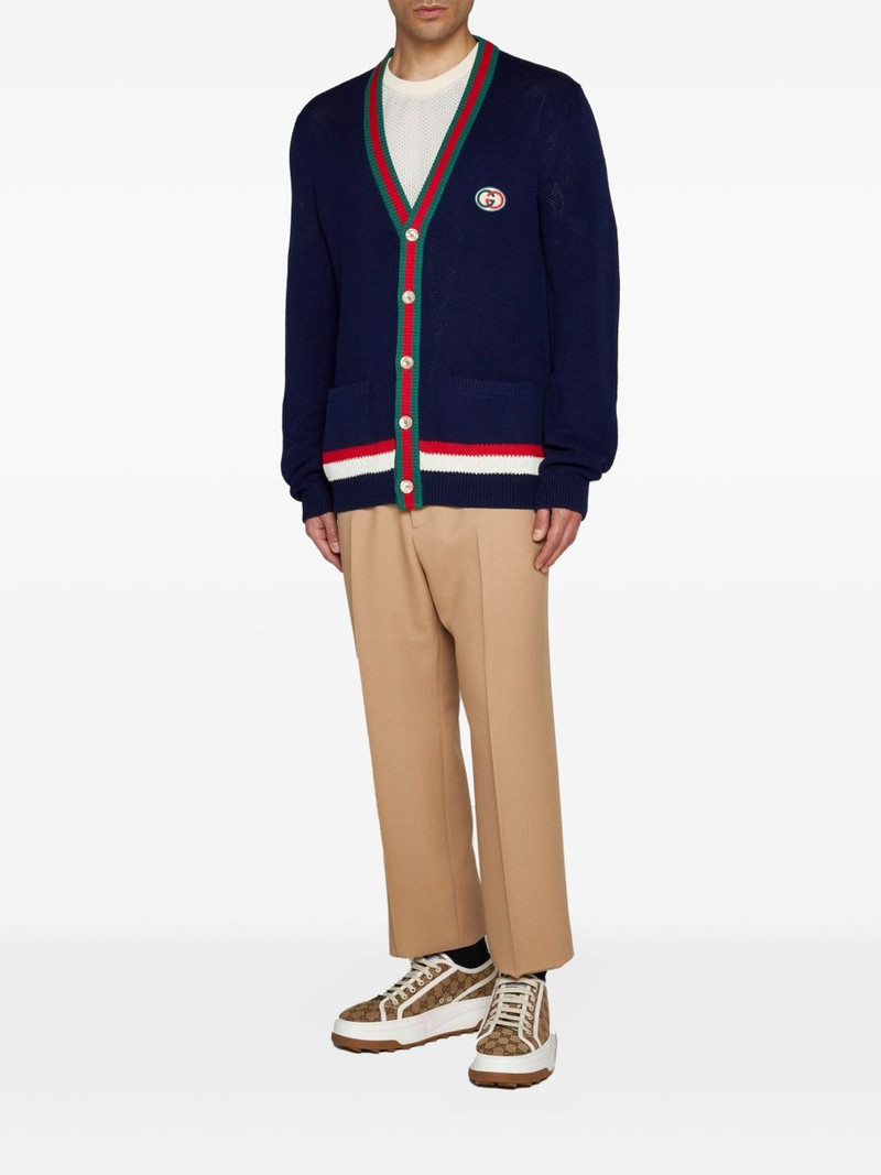GUCCI Web-stripe button-up cardigan outlook