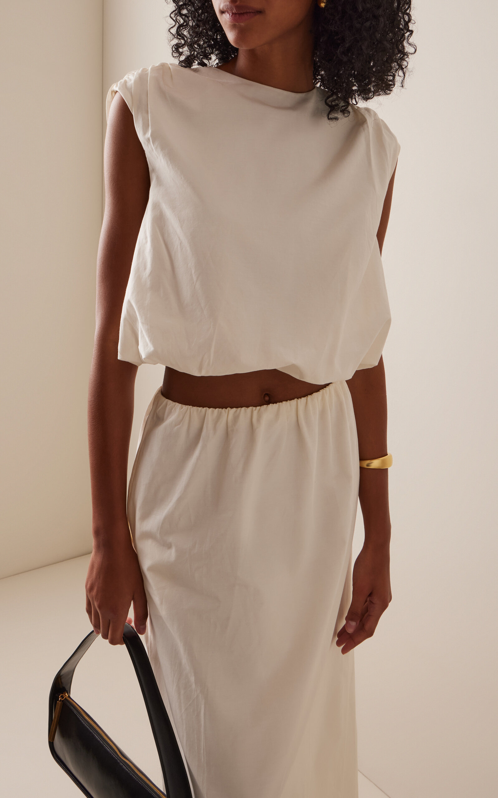 Sma Gathered Cotton-Silk Top ivory - 2