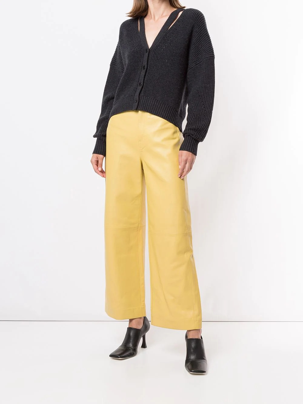 nappa leather flared trousers - 2