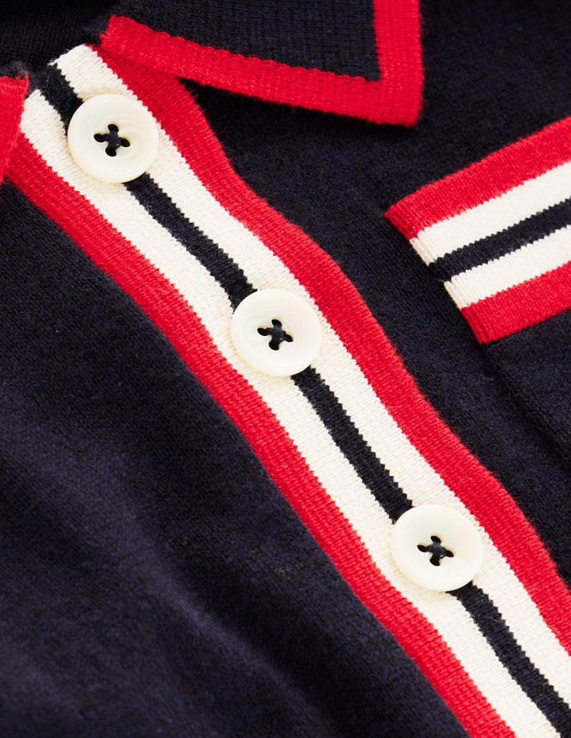 Cotton Henley T-shirt-Navy 1