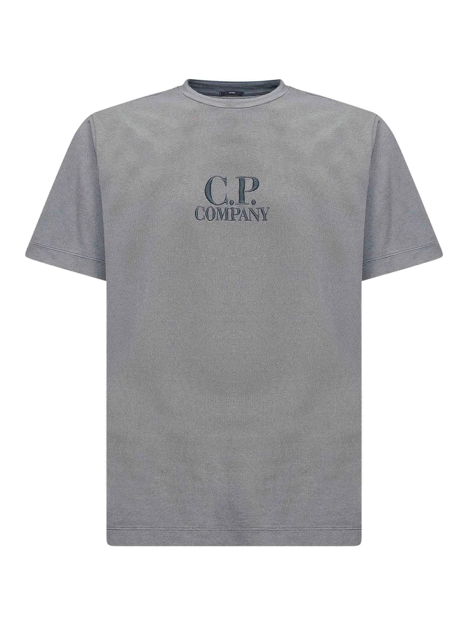 Grey Tacting Piquet Embroidery T-shirt - 1