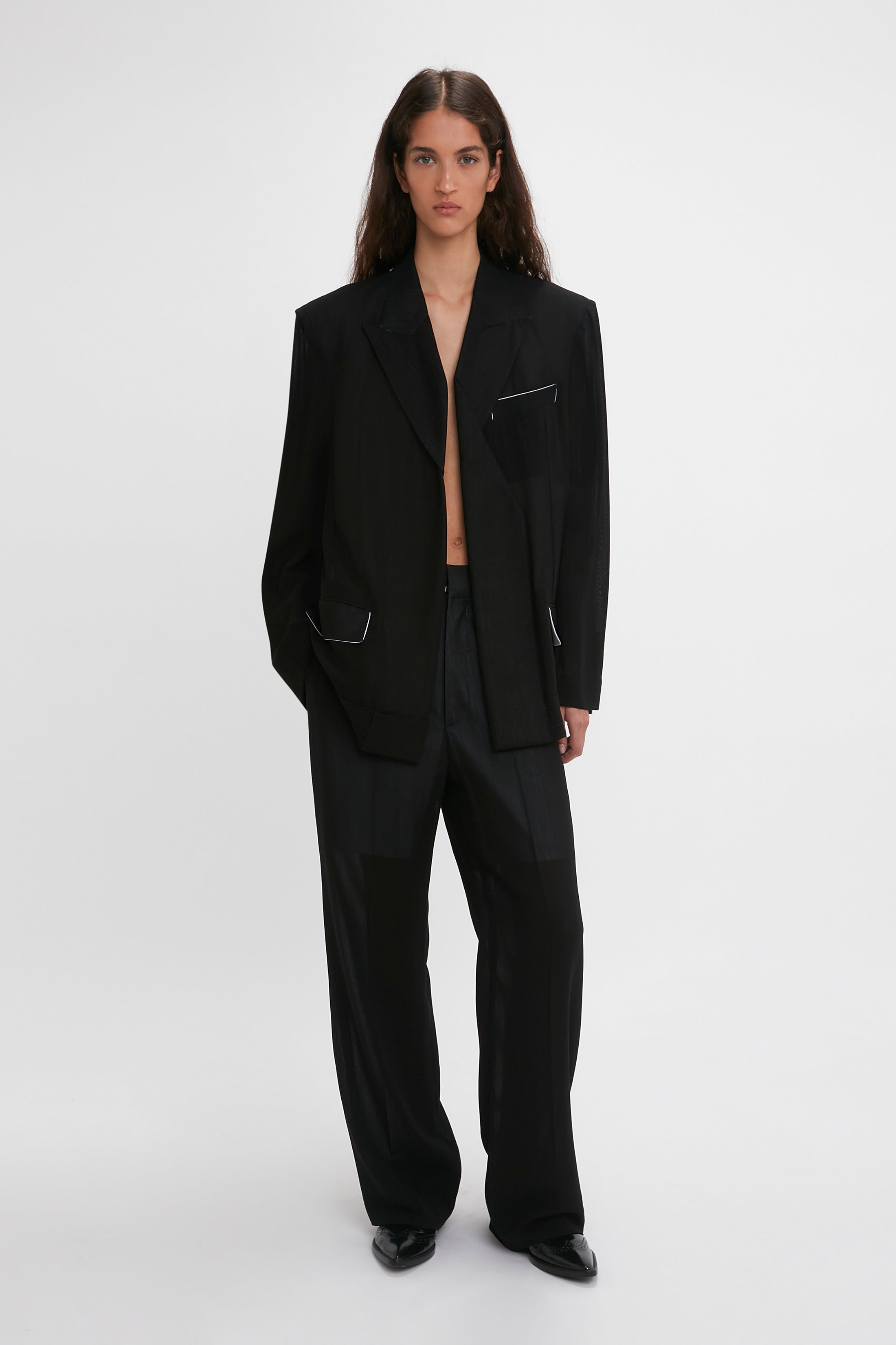 Fold Detail Tailored Jacket In Black - 5