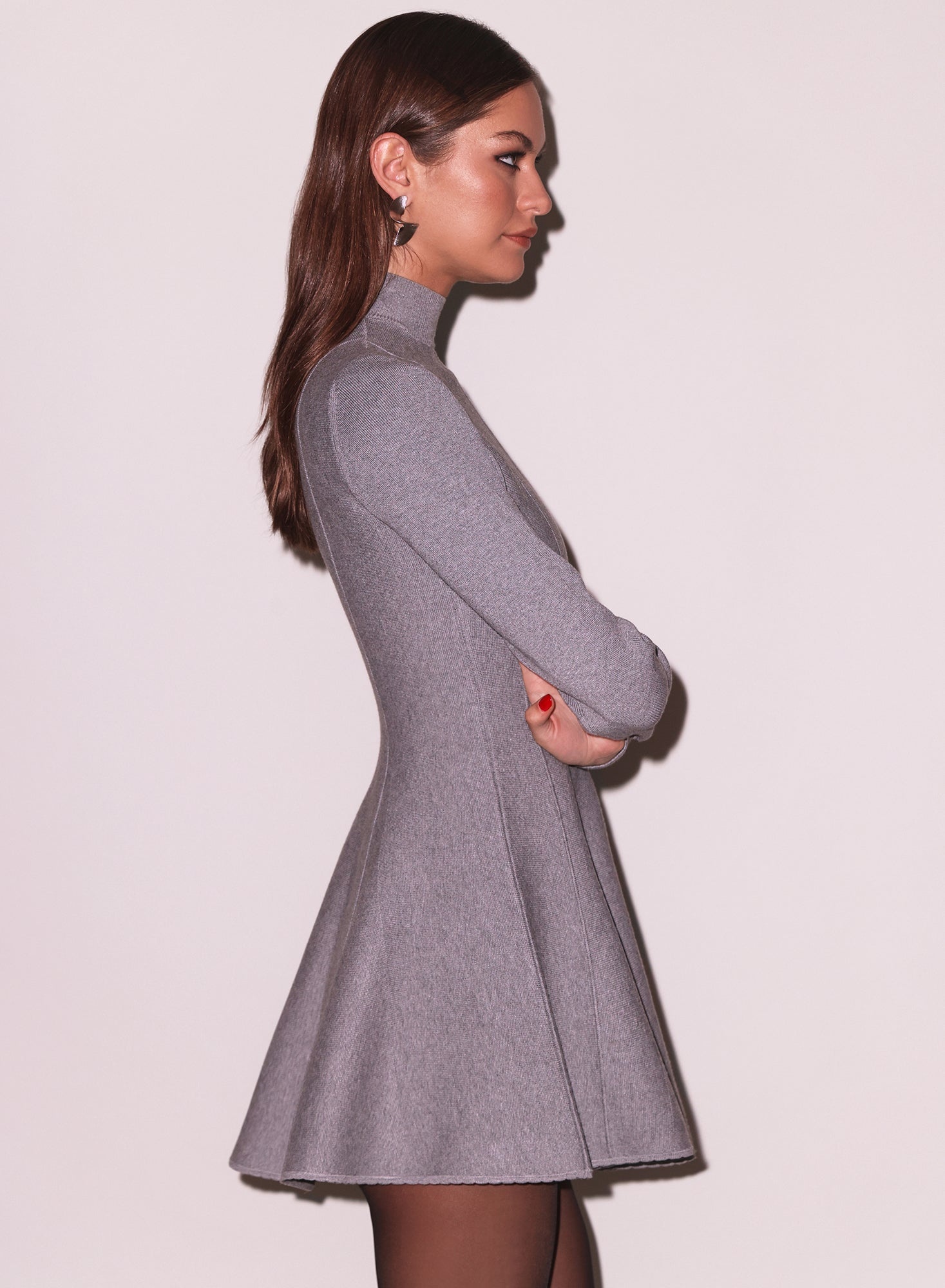 Long Sleeve Flared Corset Dress - 3