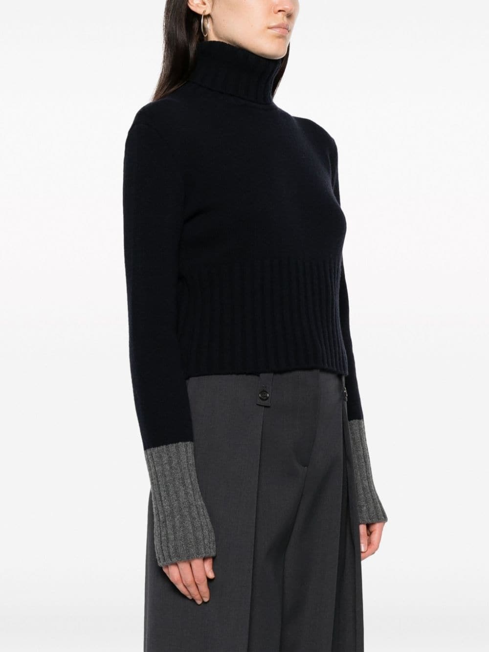 colour-block virgin wool roll-neck jumper - 4