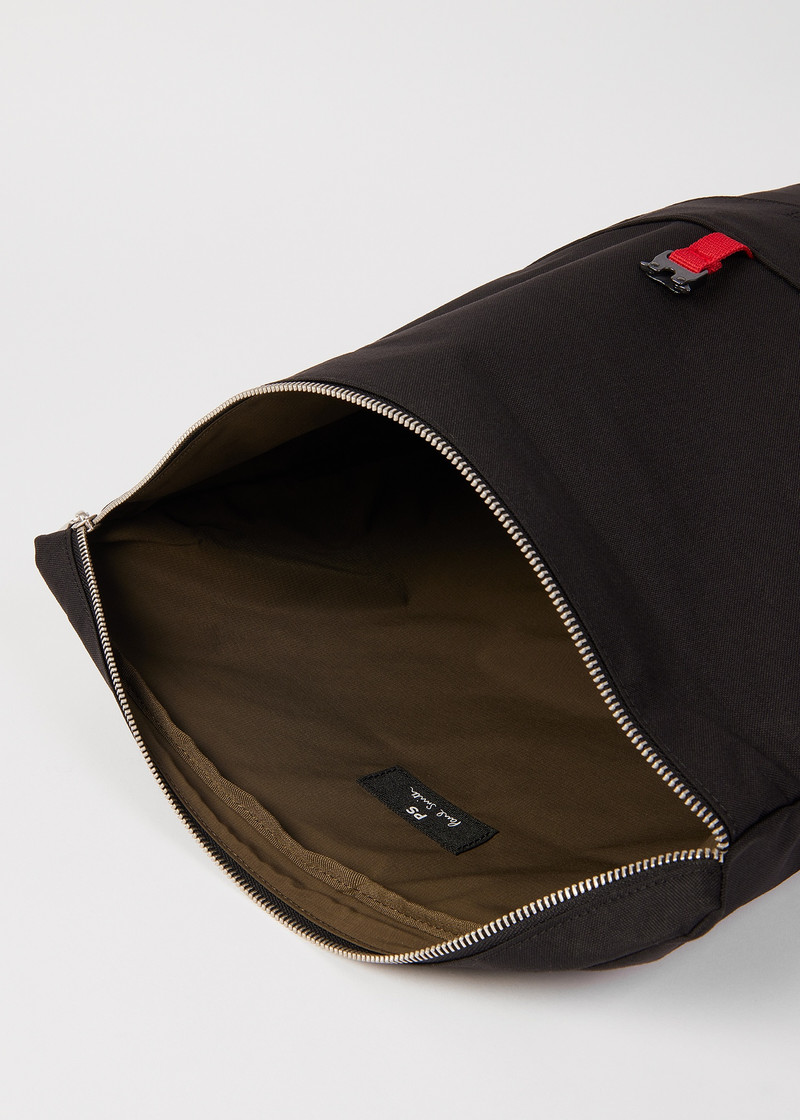 Black Nylon Utilitarian Roll-Top Backpack 5