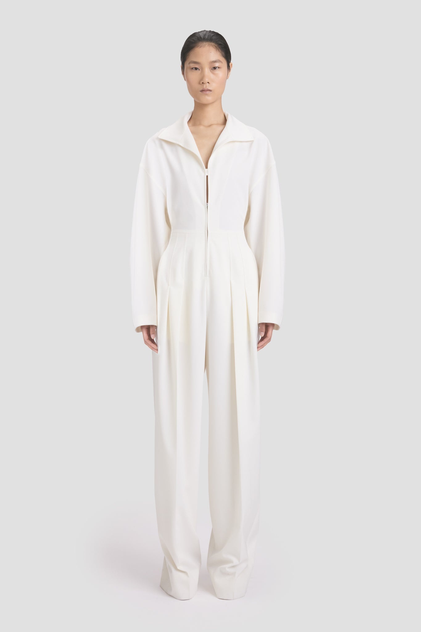 Tab Detail Jumpsuit In Ivory - 2