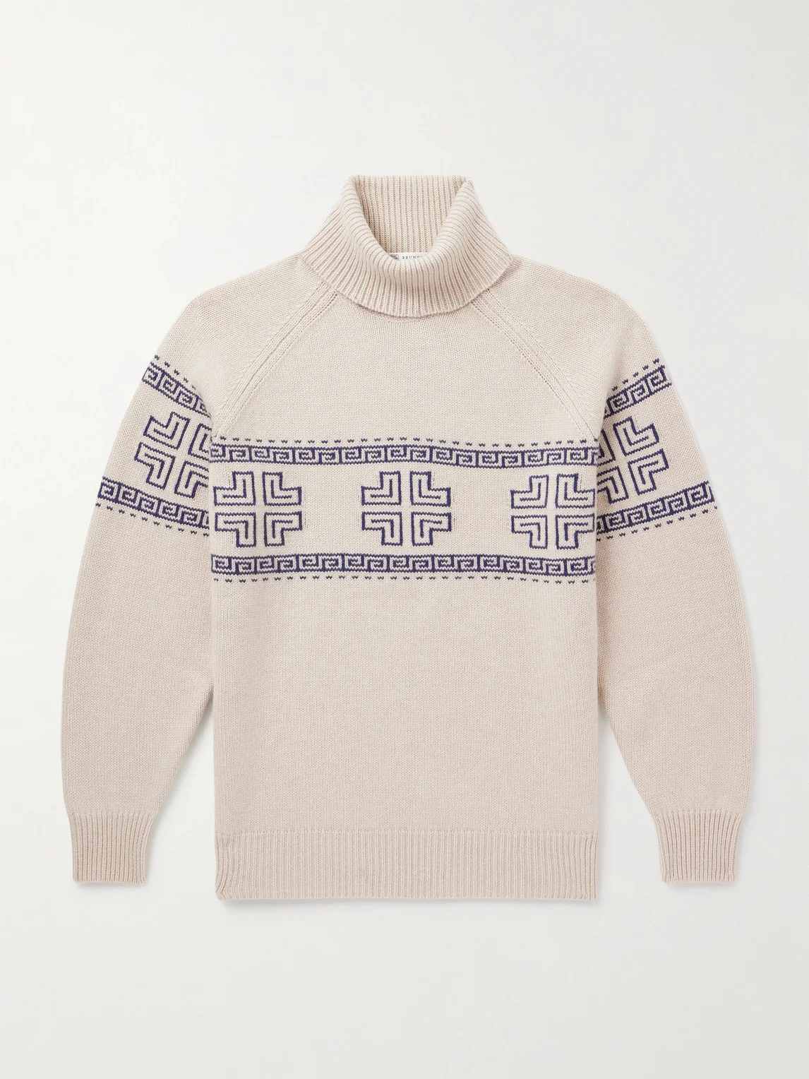 Intarsia-Knit Cashmere Rollneck Sweater - 1