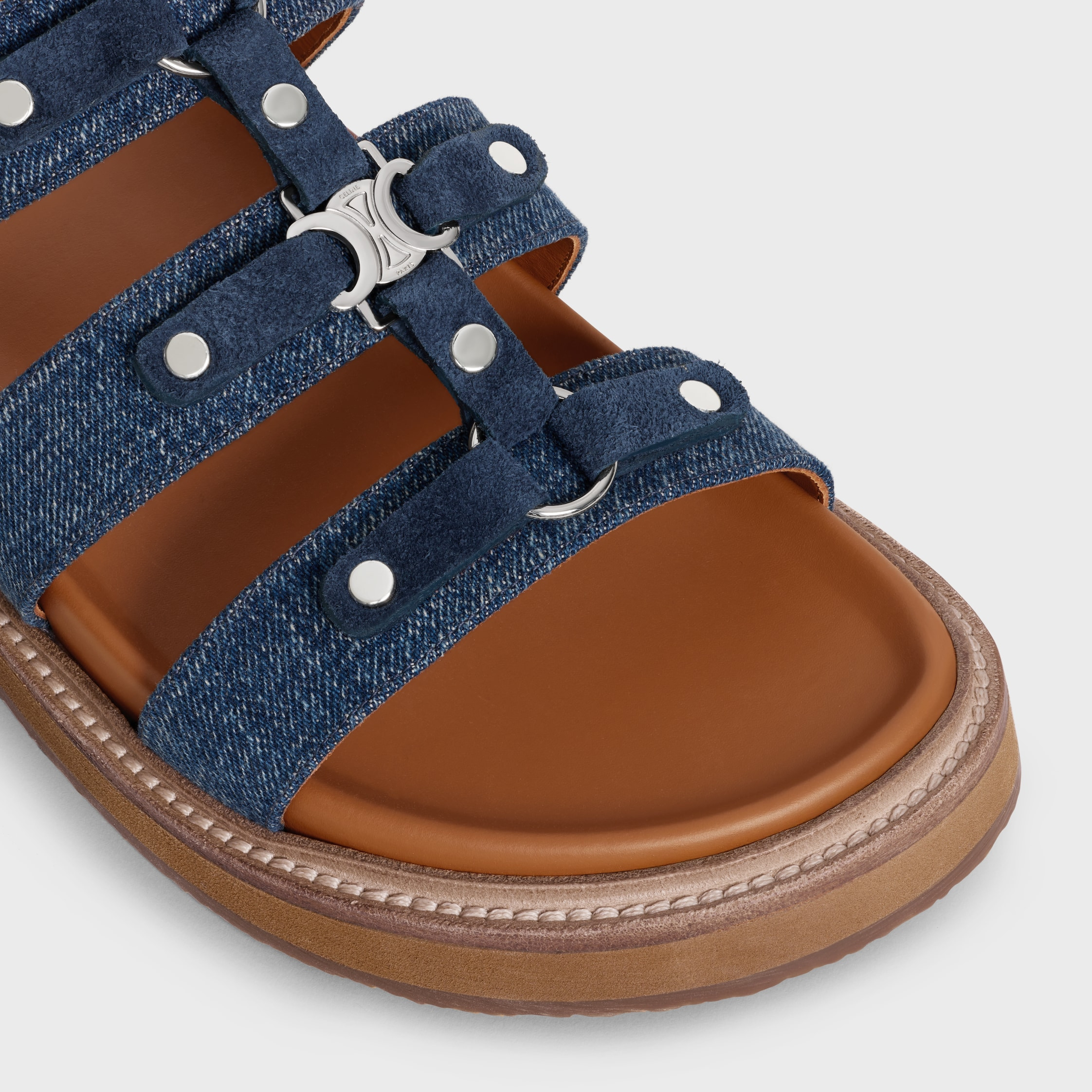 CELINE - TIPPI SLIDE IN Denim and Suede Calfskin - 4